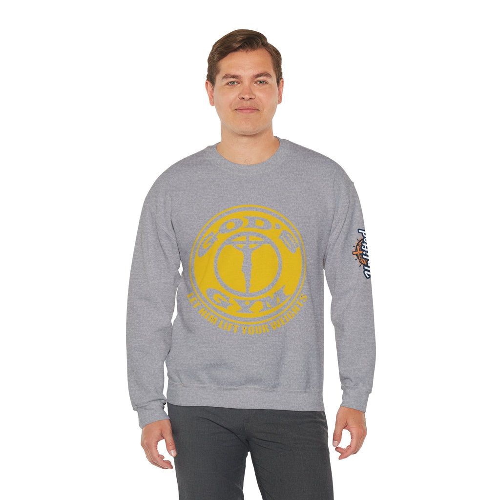 God's Gym Sweatshirt — "Let Him Lift Your Weights" Christian Fitness Sweatshirt Printify