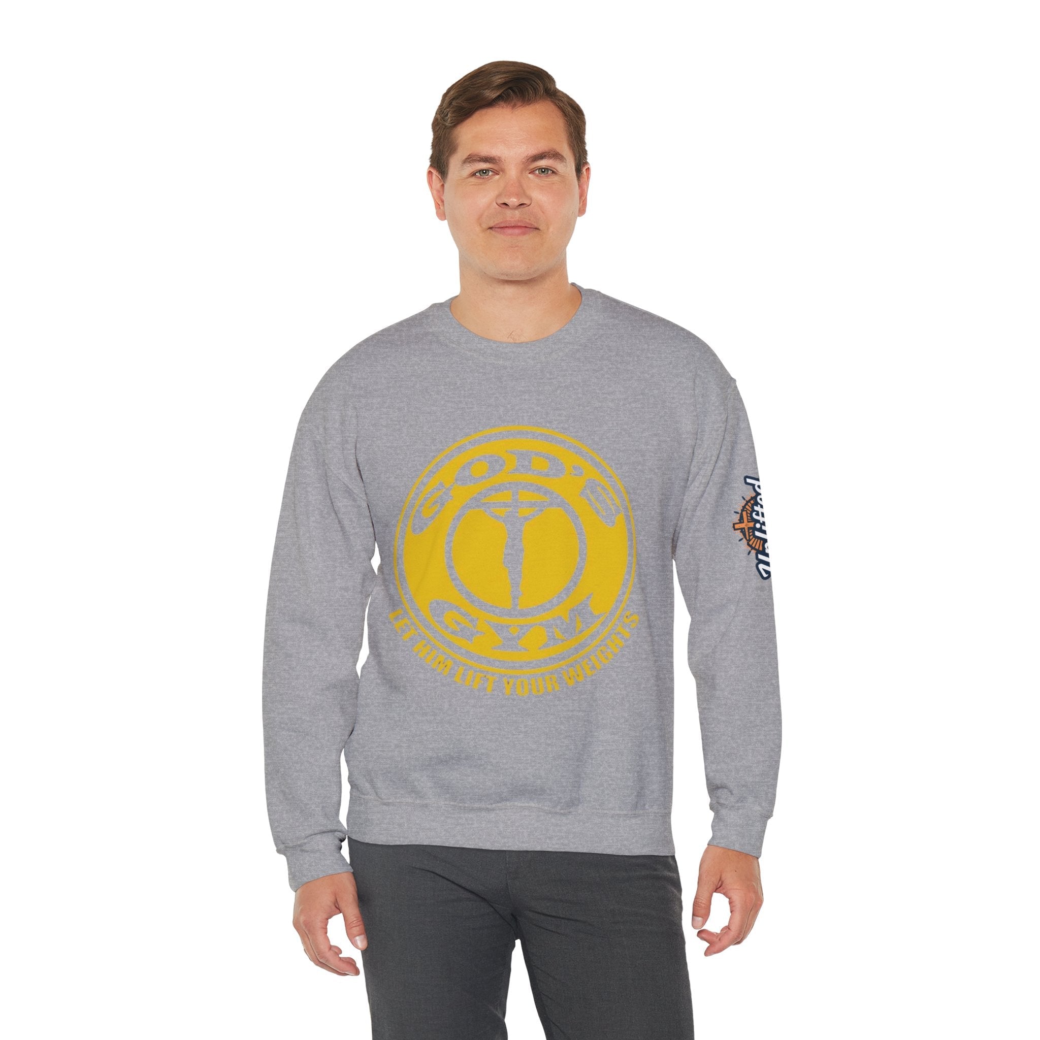God's Gym Sweatshirt — "Let Him Lift Your Weights" Christian Fitness Sweatshirt Printify