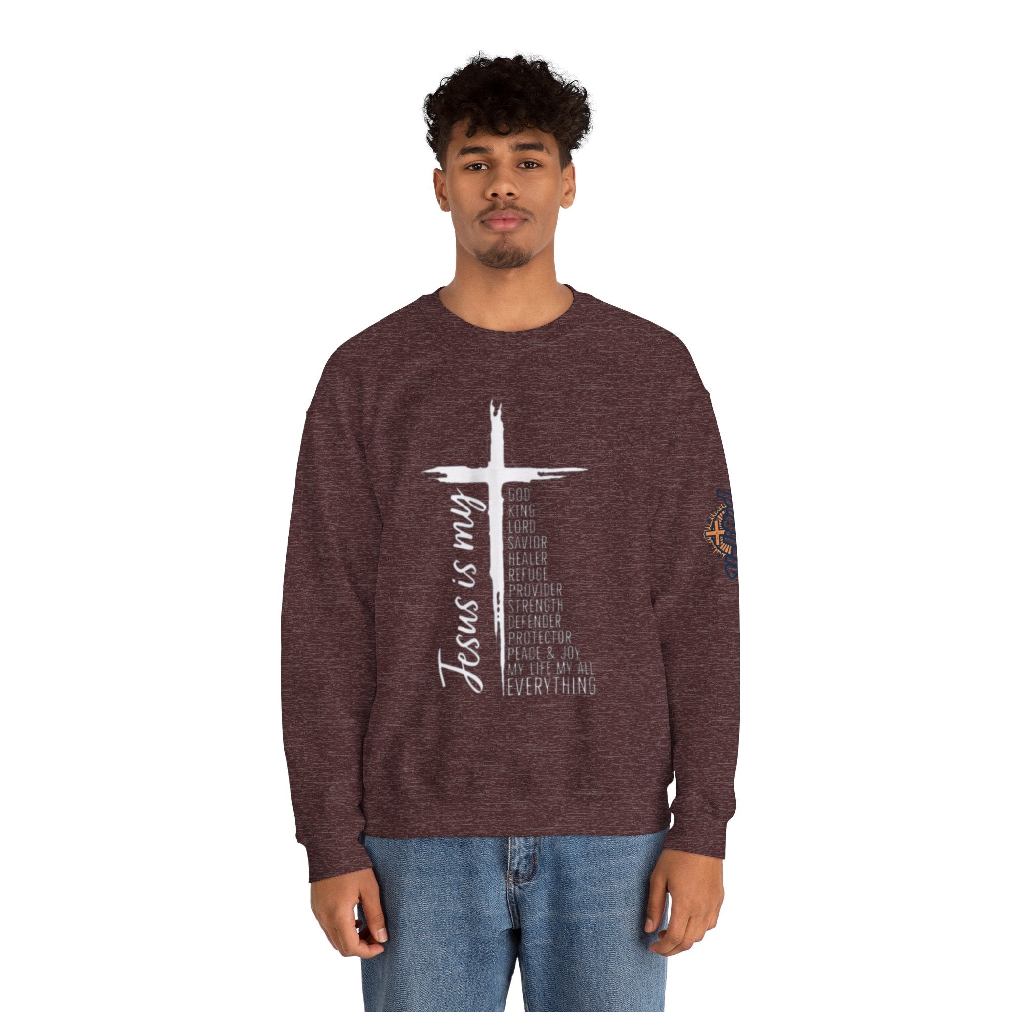 Jesus Is My Everything Sweatshirt – Cross List God King Lord Savior Christian Sweatshirt for Total Surrender Faith Printify