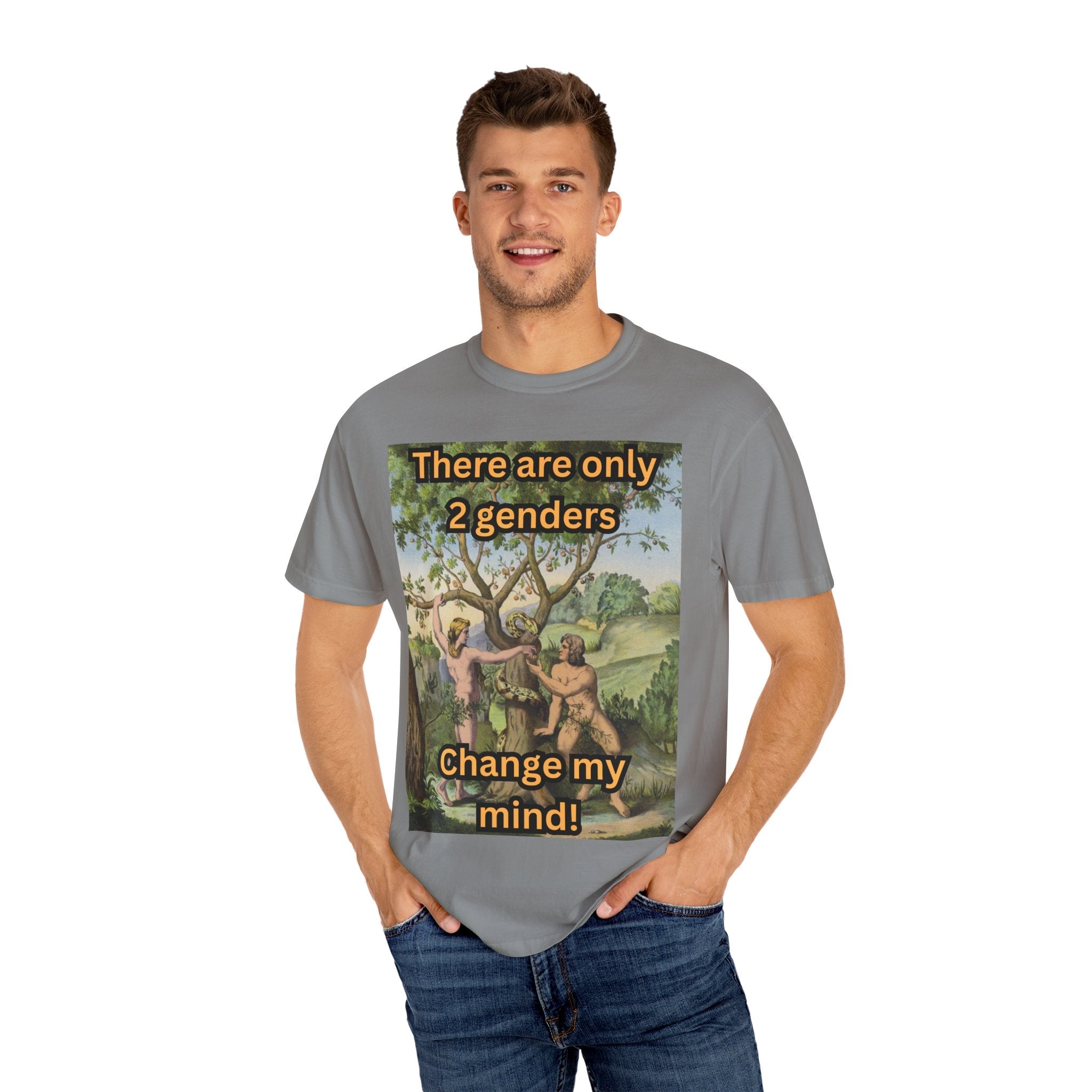 There Are Only 2 Genders T-Shirt – Adam & Eve Cross Christian Tee for Bold Faith Printify