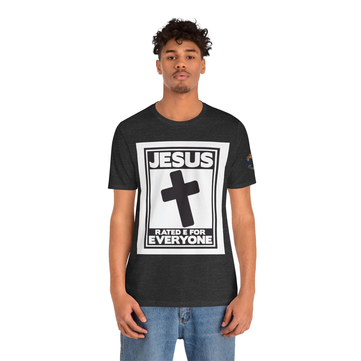 Jesus, Rated E for Everyone T-shirt - Gamer Faith T-shirt - Christian Video Game Parody Printify