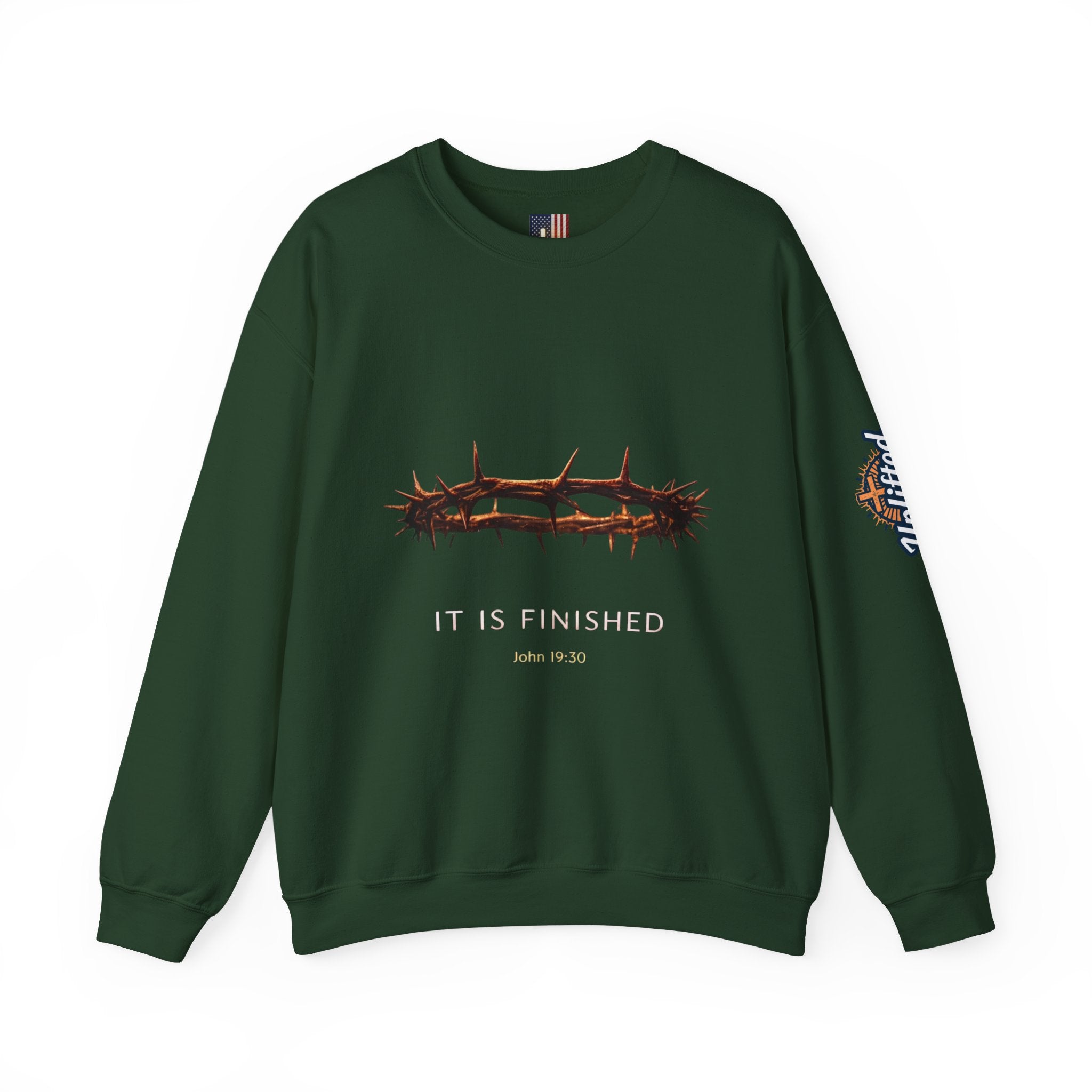 It Is Finished Crown of Thorns Sweatshirt — Christian John 19:30 Faith Sweatshirt Printify
