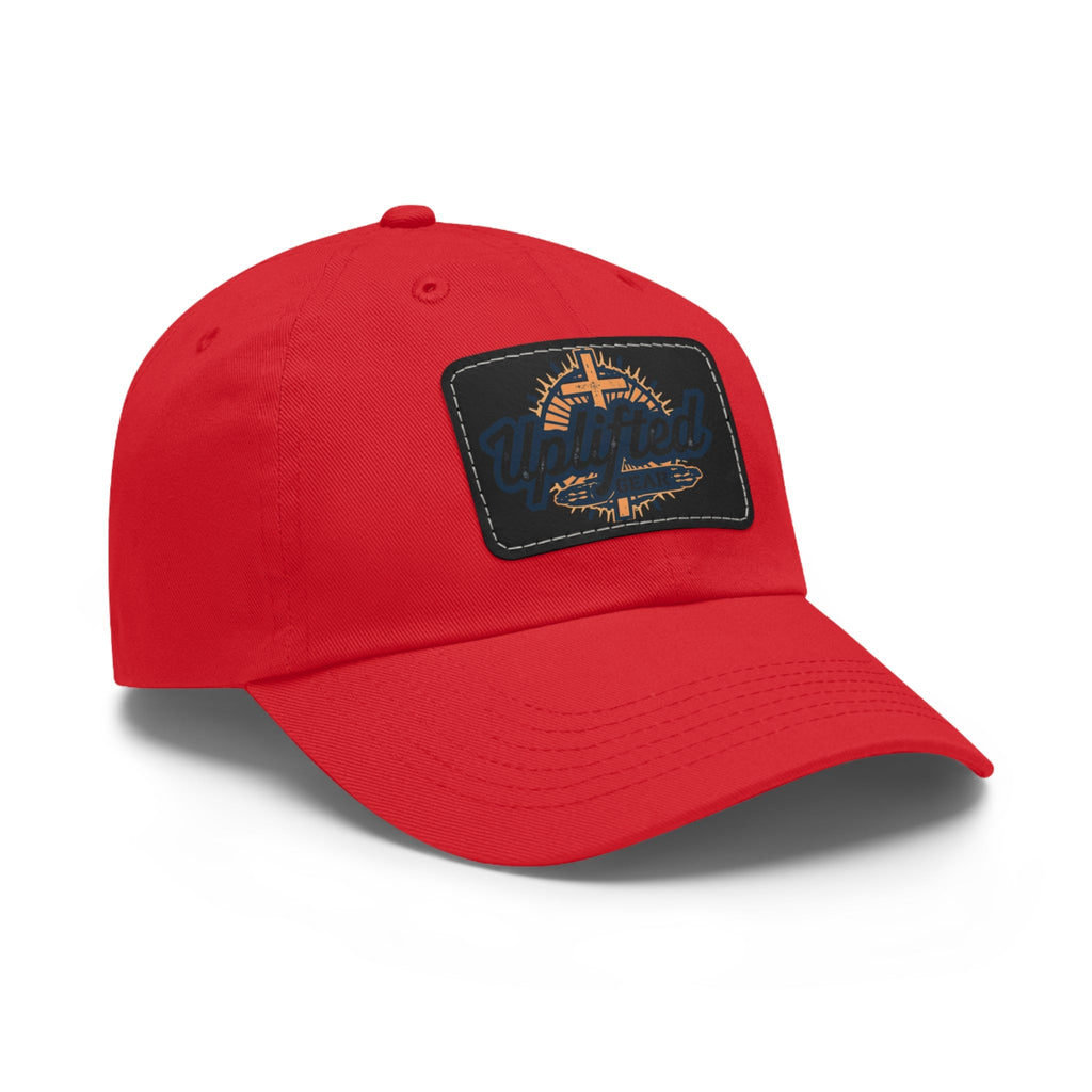 Uplifted Gear Leather Patch Dad Hat — Vintage Aviation Logo Cap Printify