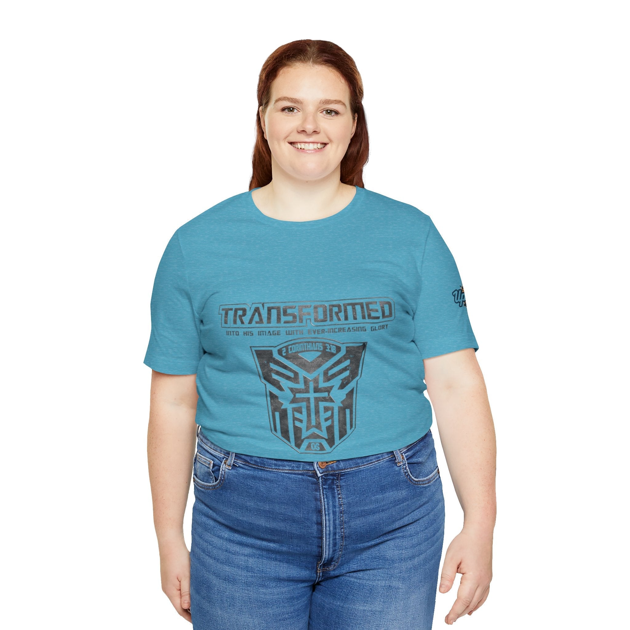 Transformer Logo Christian T-shirt | 2 Corinthians 3:18 Bible Verse T-shirt Printify