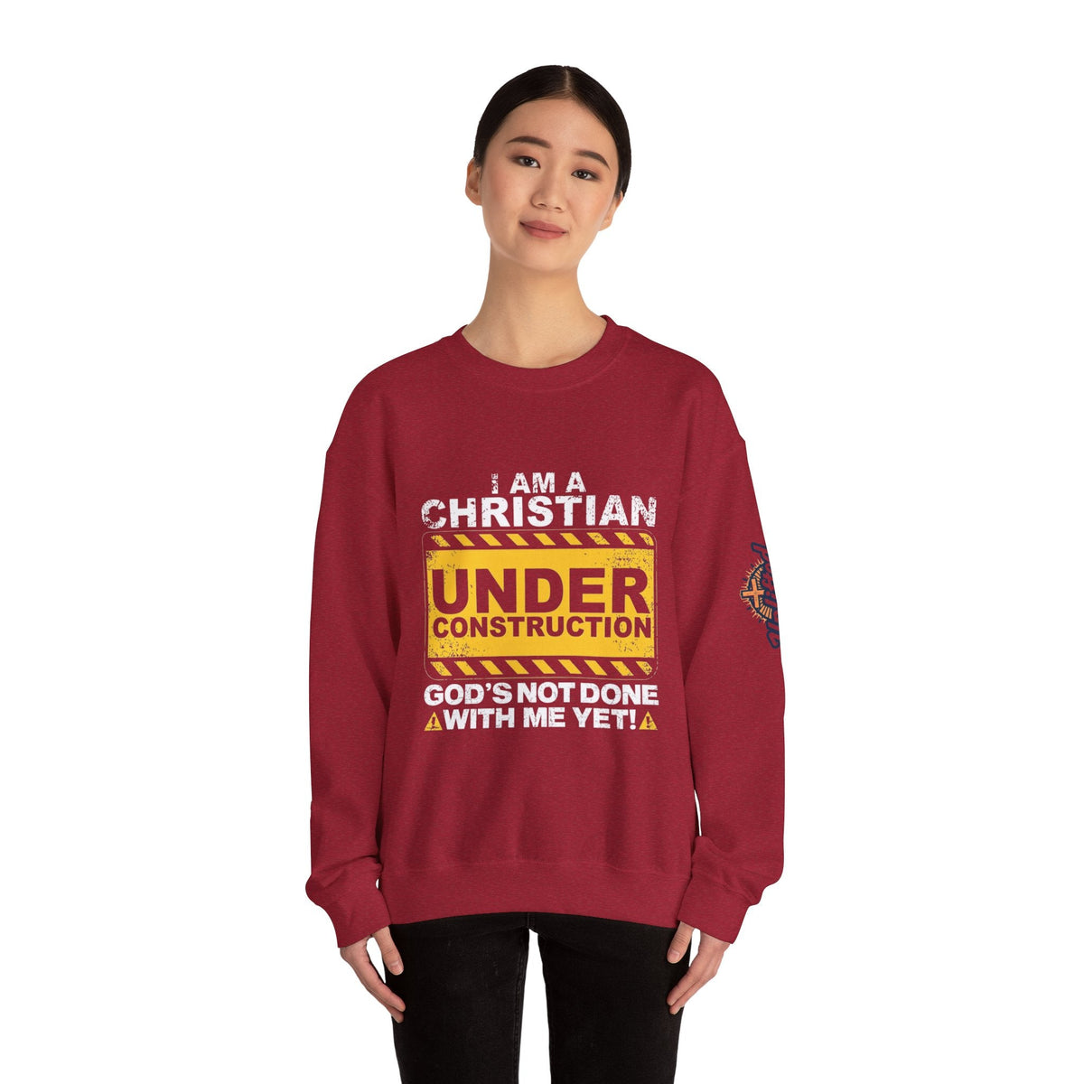 Christian Under Construction Sweatshirt | God Is Not Done With Me Yet Sweatshirt Printify