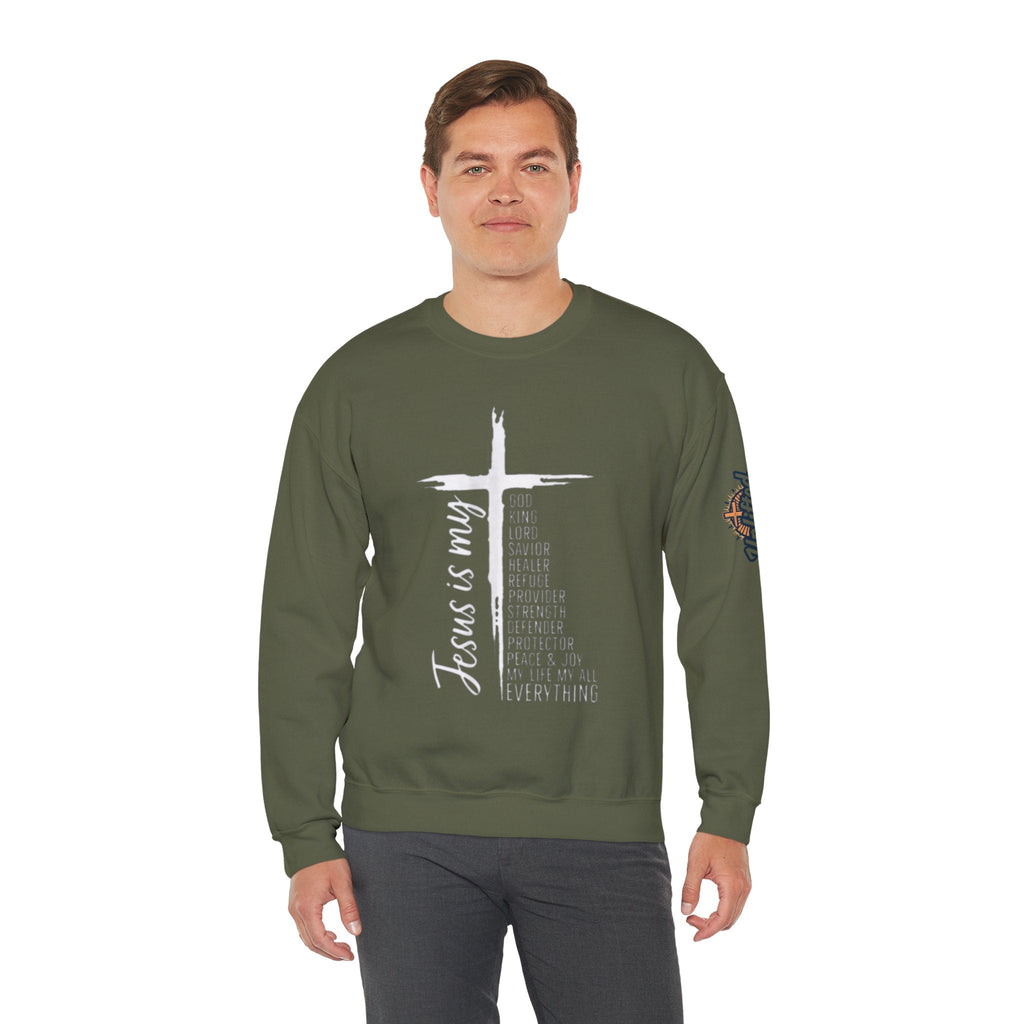 Jesus Is My Everything Sweatshirt – Cross List God King Lord Savior Christian Sweatshirt for Total Surrender Faith Printify