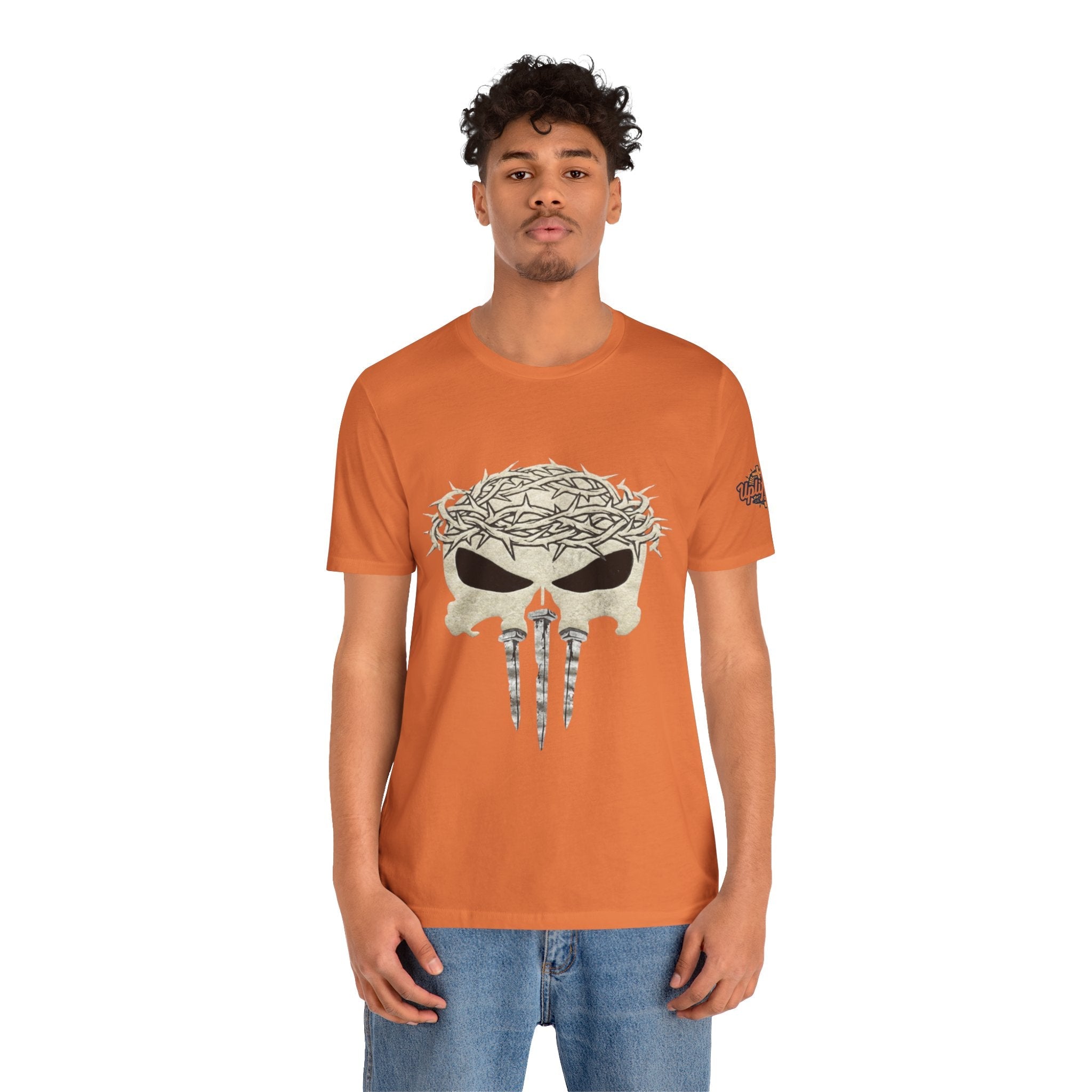 Christian Skull T-shirt - Crown of Thorns & Nails - Warrior Faith T-shirt Printify