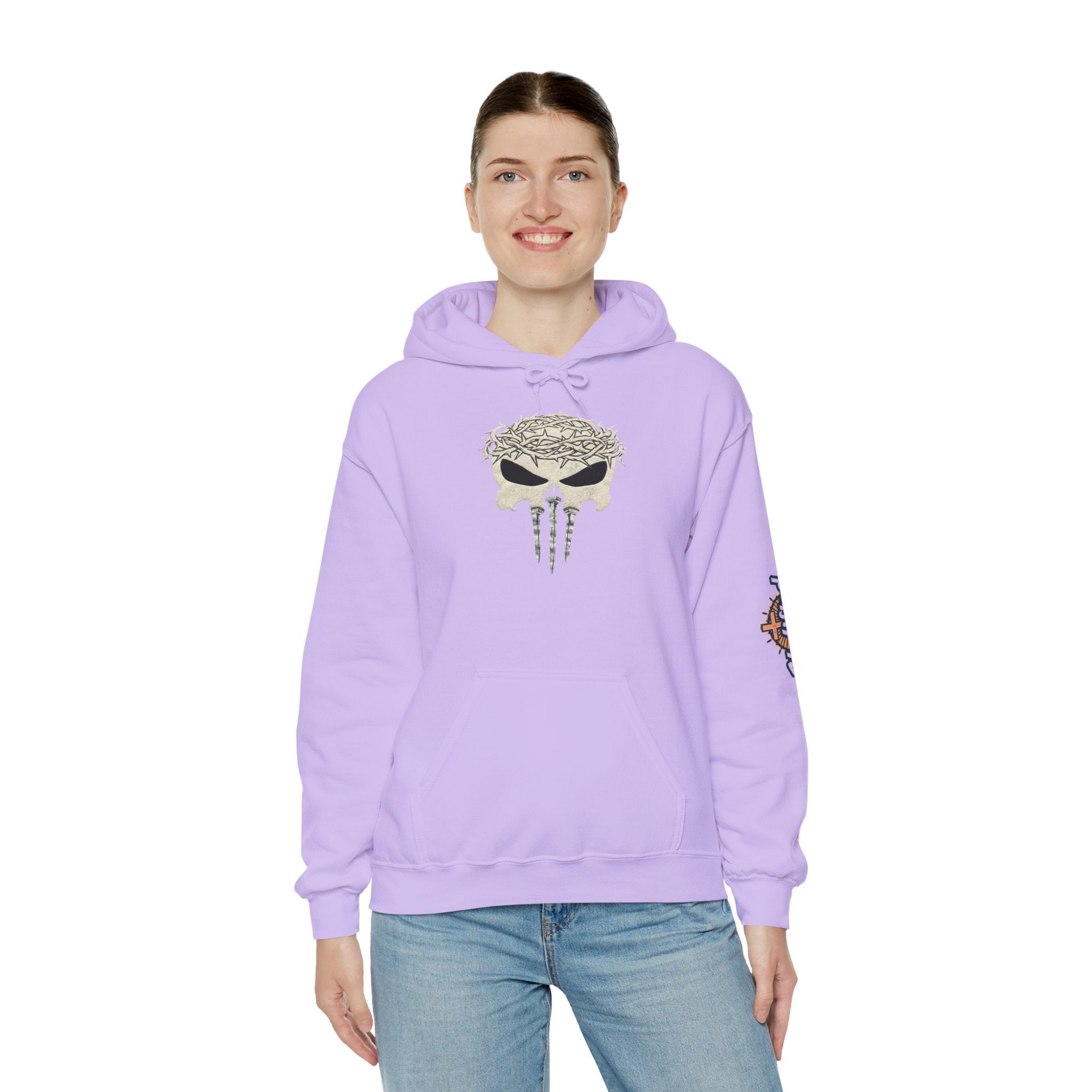 Christian Skull Hoodie - Crown of Thorns & Nails - Warrior Faith Hoodie Printify