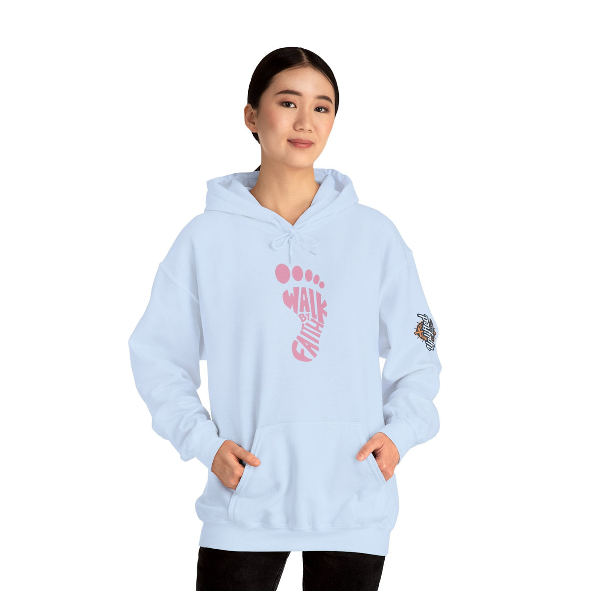 Walk By Faith Footprint Hoodie Printify