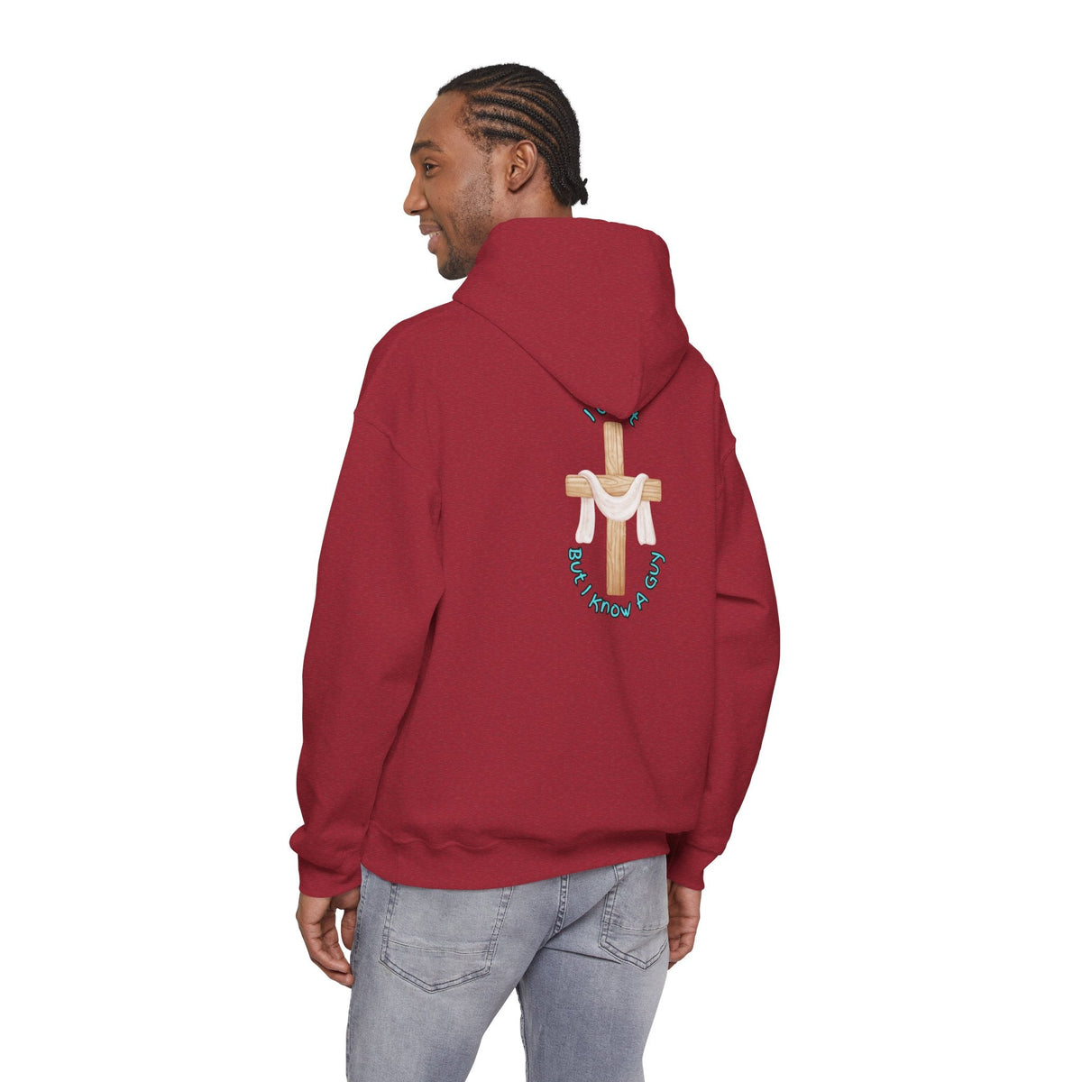I Can’t, But I Know a Guy Hoodie – Jesus Cross Christian Hoodie for Cozy Faith Printify