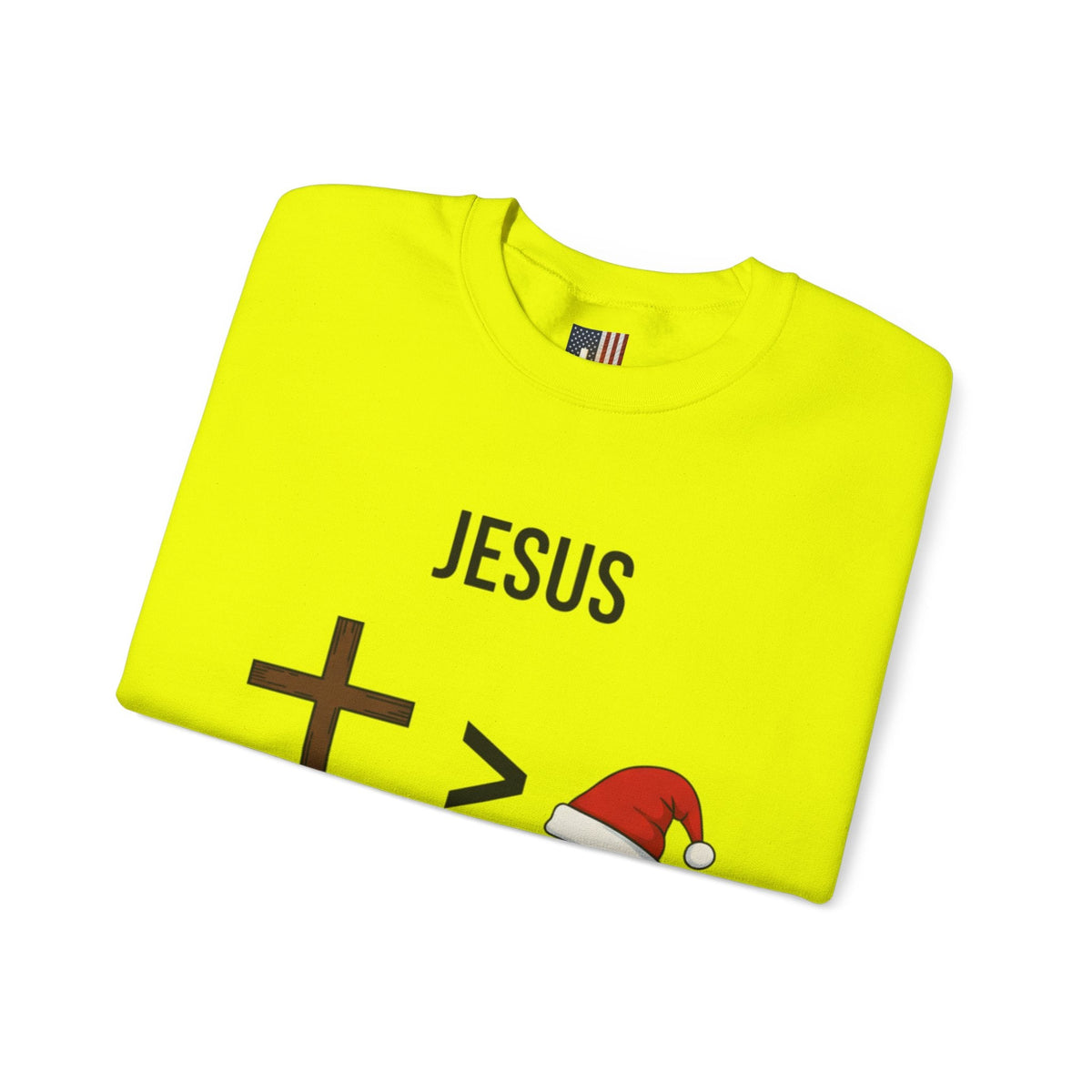 🎄 Jesus > Santa – Minimalist Christian Christmas Sweatshirt | Bold Faith Over Holiday Tee | Cross vs Santa Hat Design | Uplifted Gear Printify