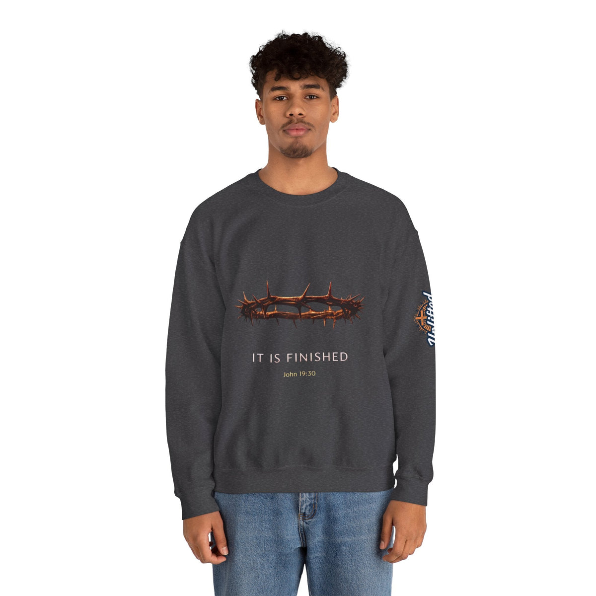 It Is Finished Crown of Thorns Sweatshirt — Christian John 19:30 Faith Sweatshirt Printify
