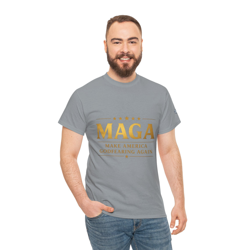 MAGA Gold Letter T-Shirt — "Make America Great Again" Printify