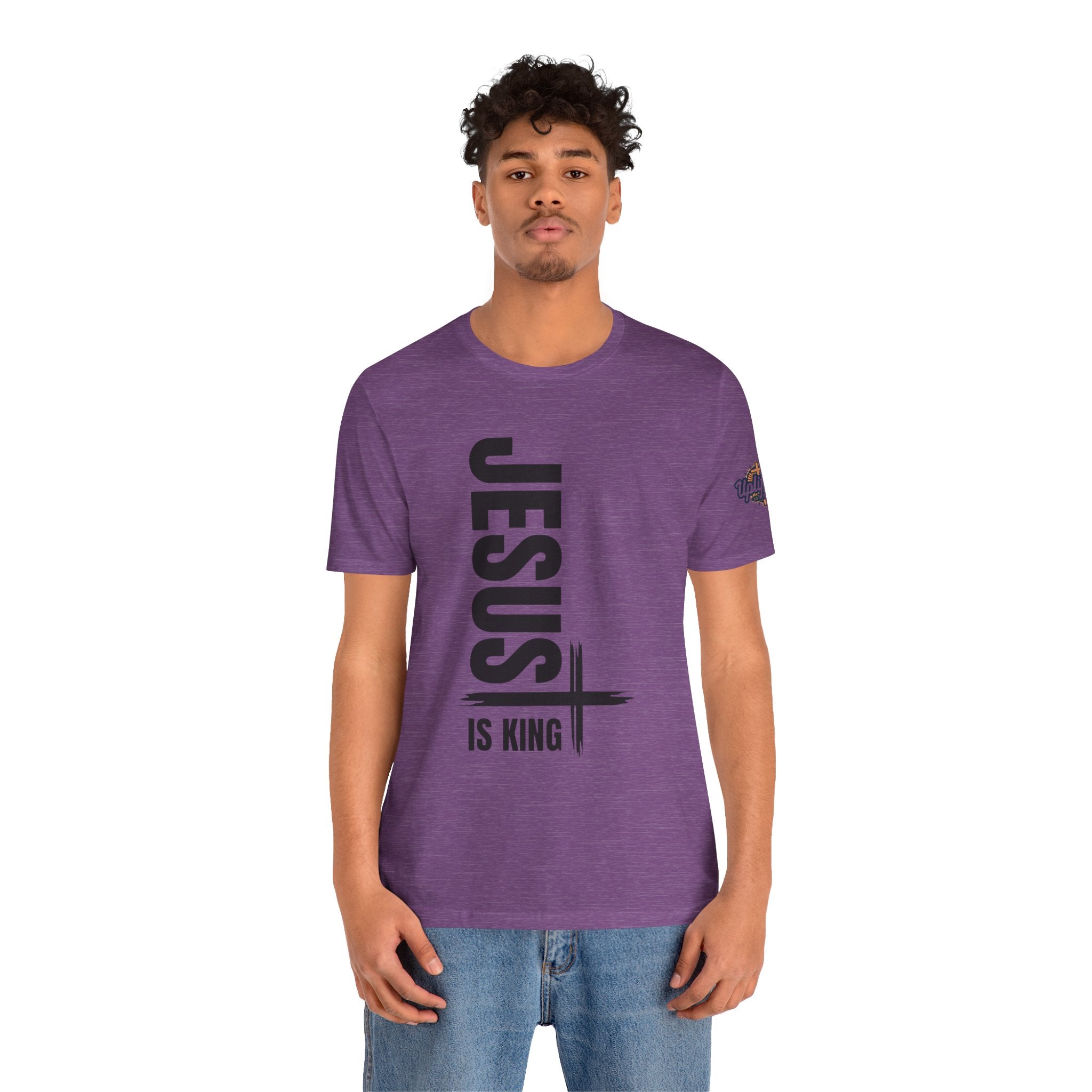 Jesus Is King T-shirt | Modern Typographic Cross Christian T-shirt Printify