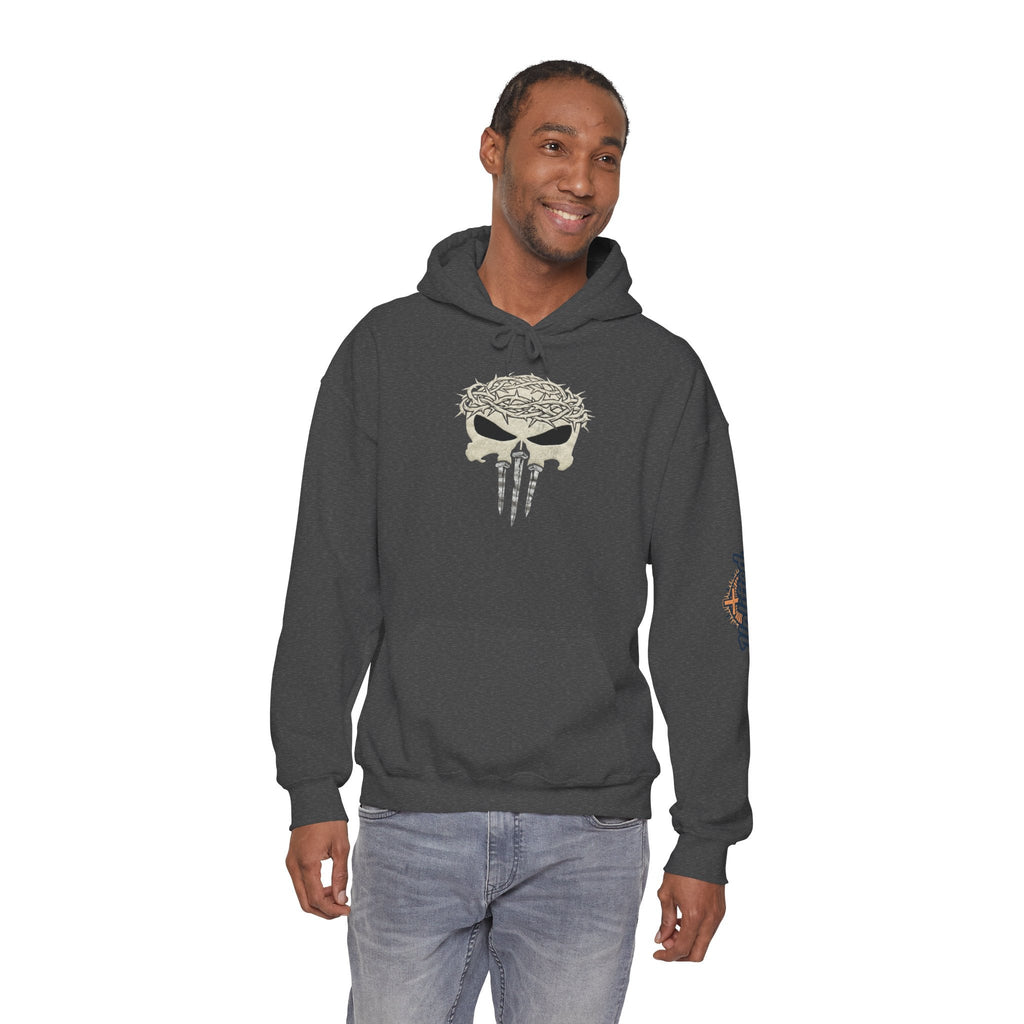 Christian Skull Hoodie - Crown of Thorns & Nails - Warrior Faith Hoodie Printify
