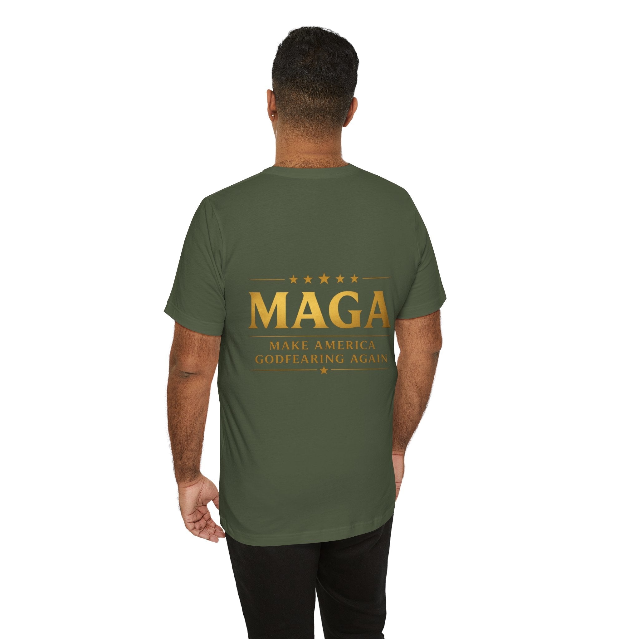 MAGA Gold Letter T-Shirt — "Make America Great Again" Printify