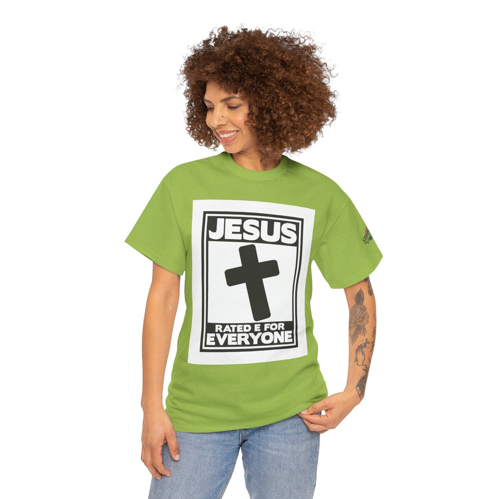 Jesus, Rated E for Everyone T-shirt - Gamer Faith T-shirt - Christian Video Game Parody Printify