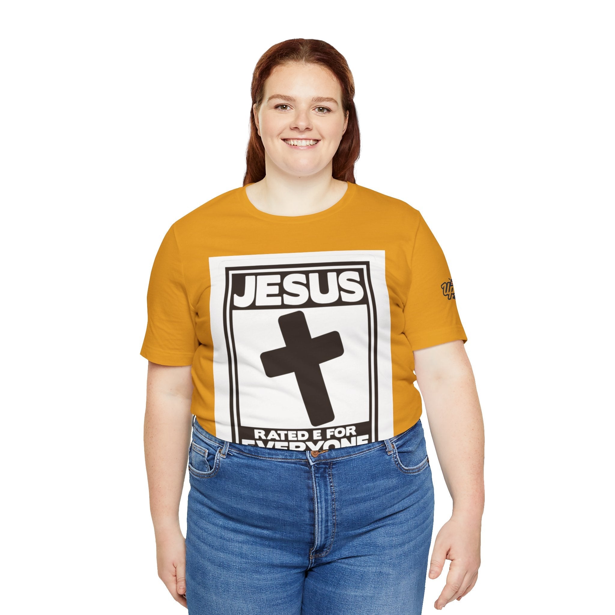 Jesus, Rated E for Everyone T-shirt - Gamer Faith T-shirt - Christian Video Game Parody Printify