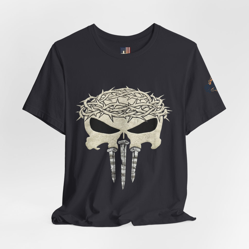 Christian Skull T-shirt - Crown of Thorns & Nails - Warrior Faith T-shirt Printify