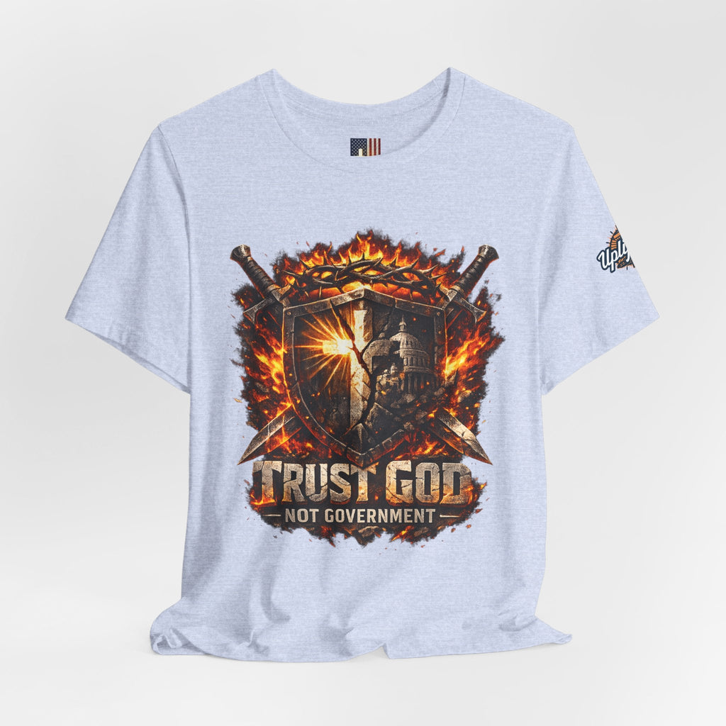 Trust God Not Government Shield Tee — Patriotic Christian Faith T-Shirt Printify