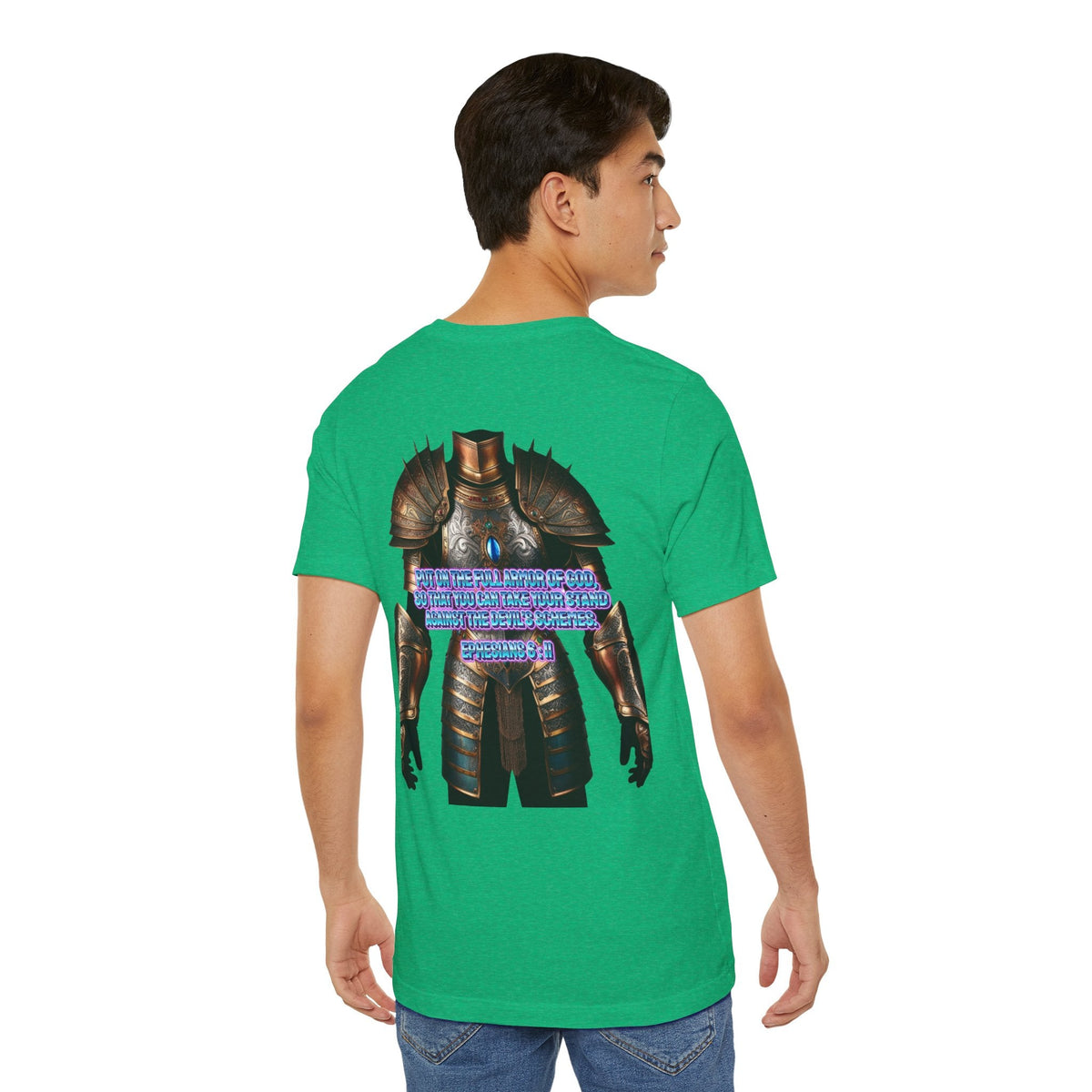 Religious Graphic Tee with Armor Of God Design Unisex Jersey Short Sleeve Tee Printify