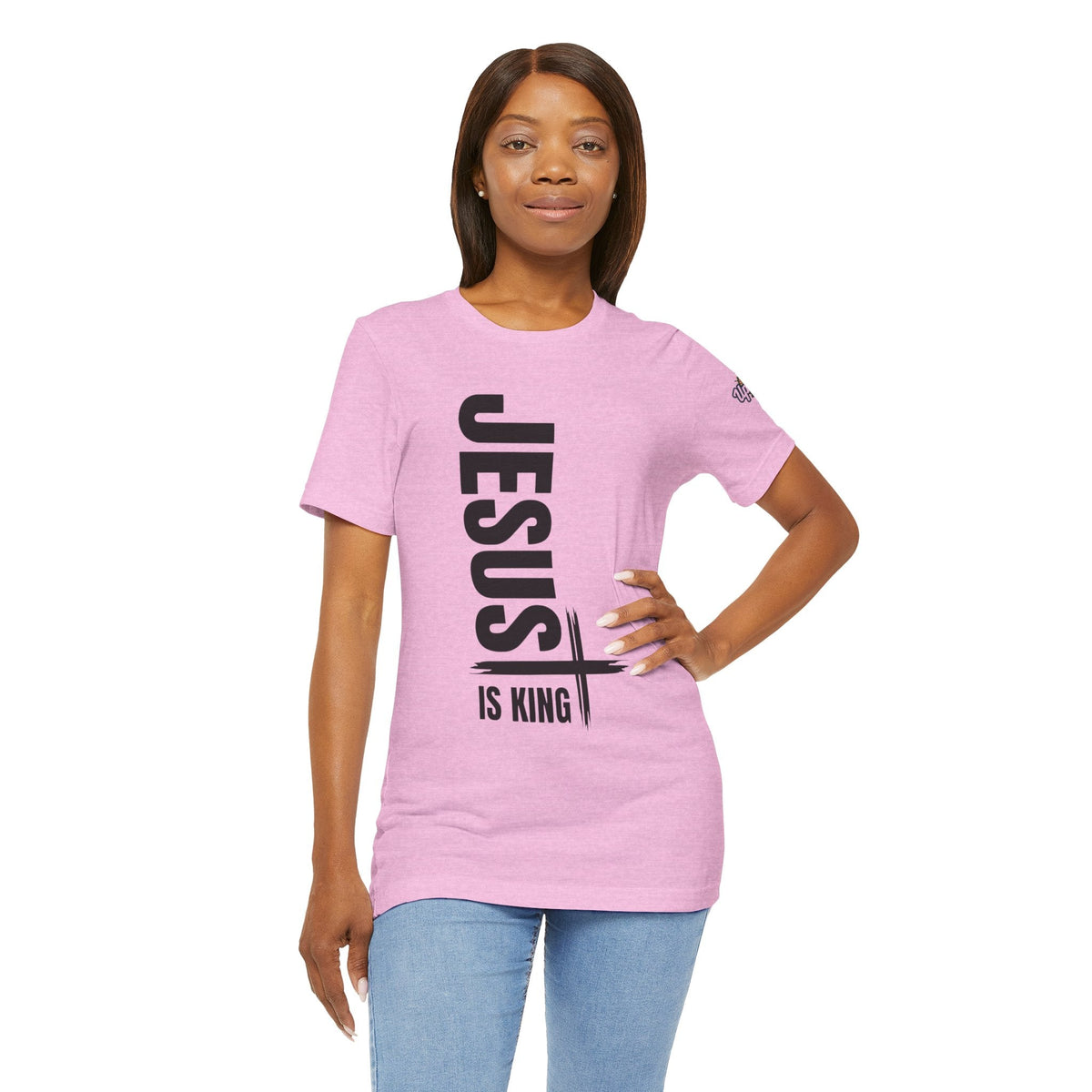 Jesus Is King T-shirt | Modern Typographic Cross Christian T-shirt Printify