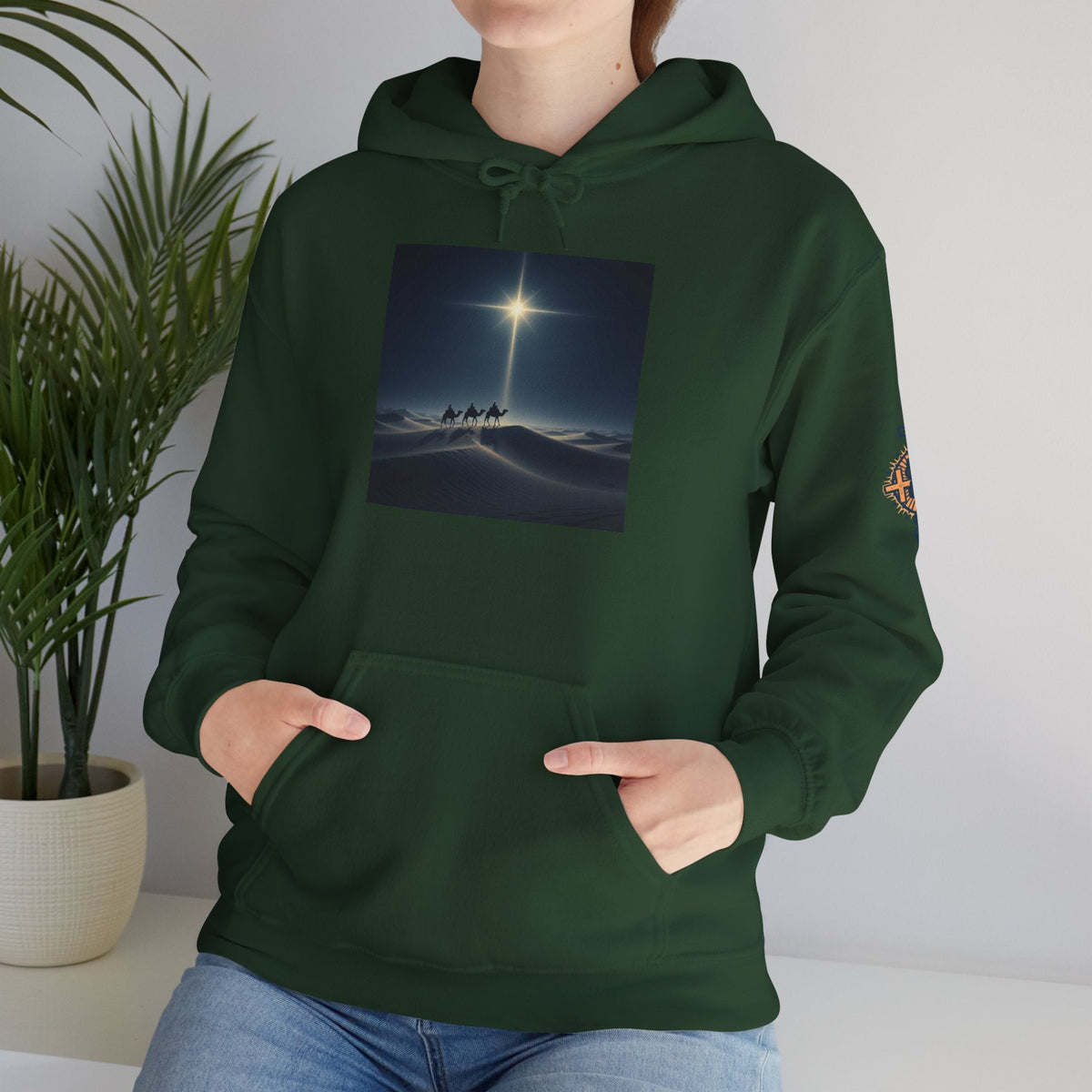 3 Wise Men Hoodie – Magi Camels Nativity Journey Christian Christmas Sweatshirt for Epiphany Faith & Holy Night Printify