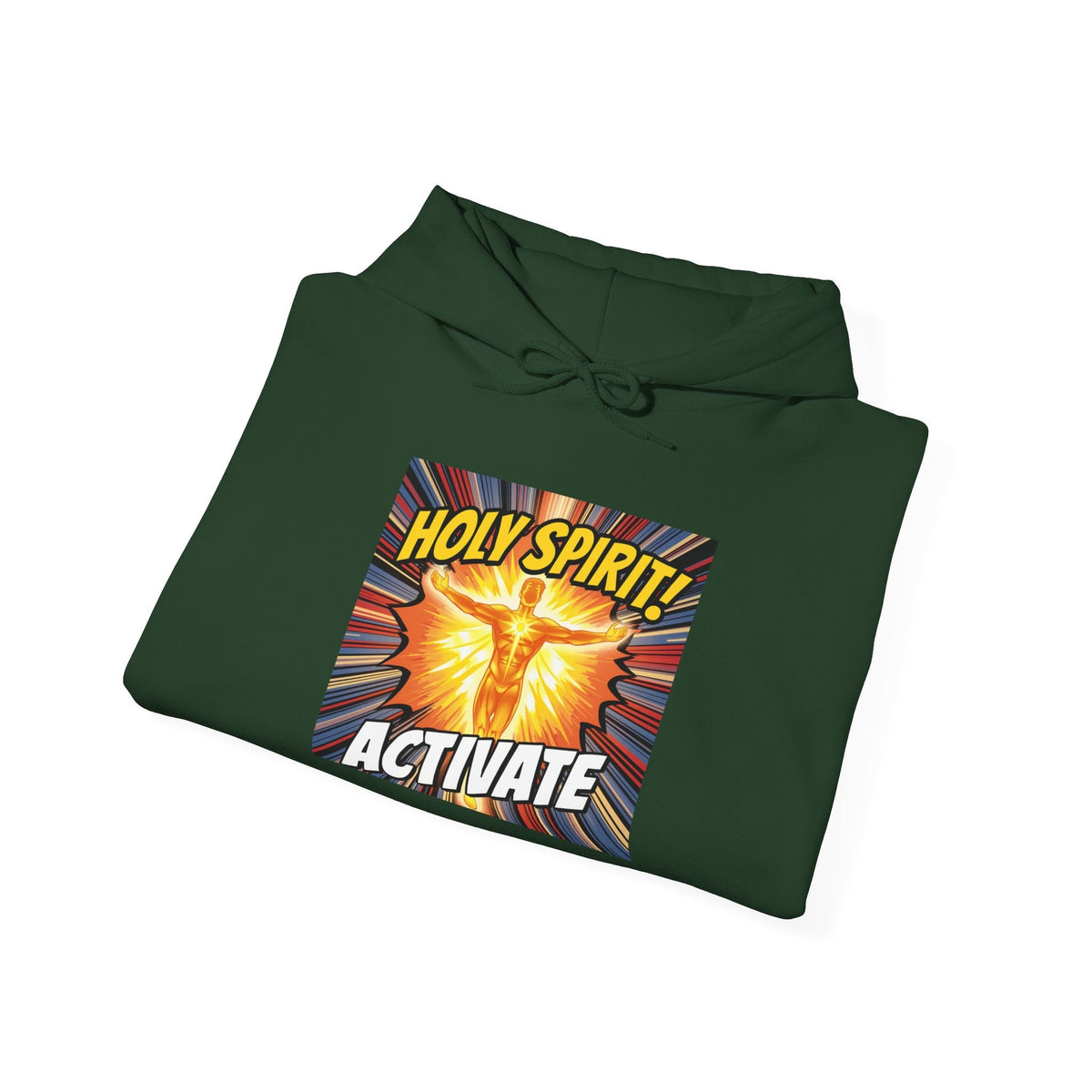 Holy Spirit Activate Hoodie – Superhero Christian Sweatshirt with Vibrant Power-Up Design for Faith-Fueled Boldness Printify