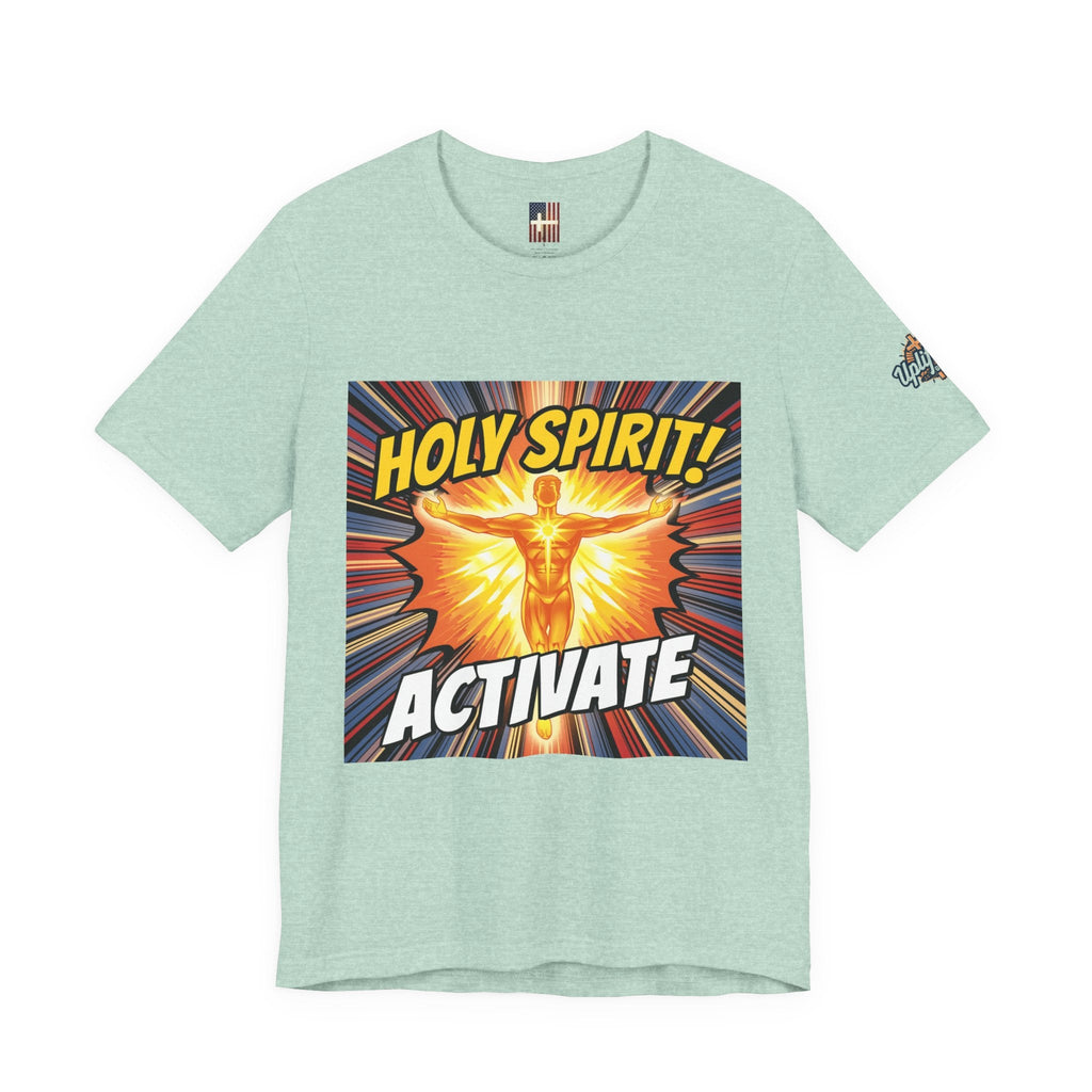 Holy Spirit Activate T-shirt – Superhero Christian T-shirt with Vibrant Power-Up Design for Faith-Fueled Boldness Printify