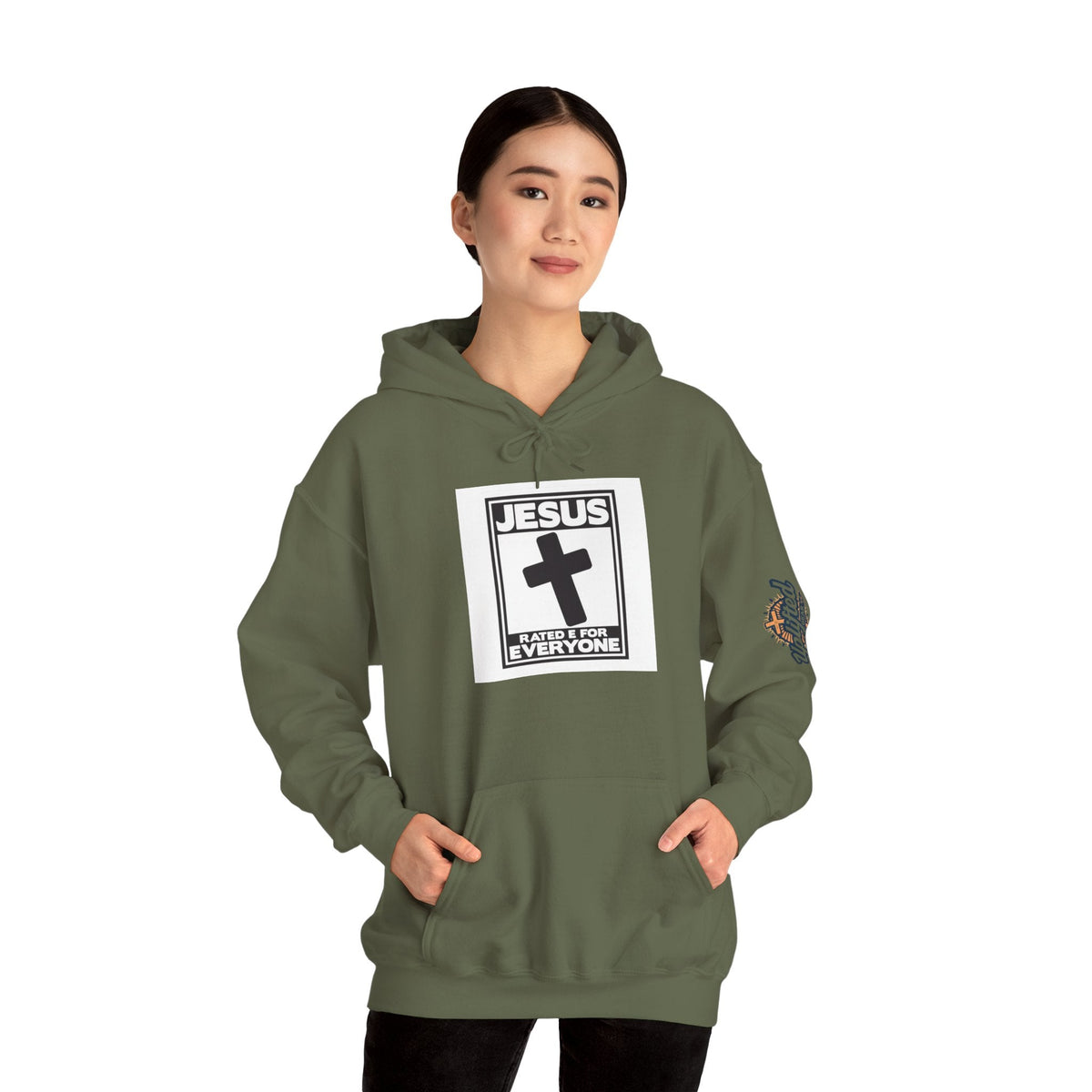 Jesus, Rated E for Everyone Hoodie - Gamer Faith Hoodie - Christian Video Game Parody Printify