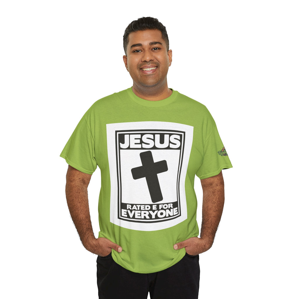 Jesus, Rated E for Everyone T-shirt - Gamer Faith T-shirt - Christian Video Game Parody Printify