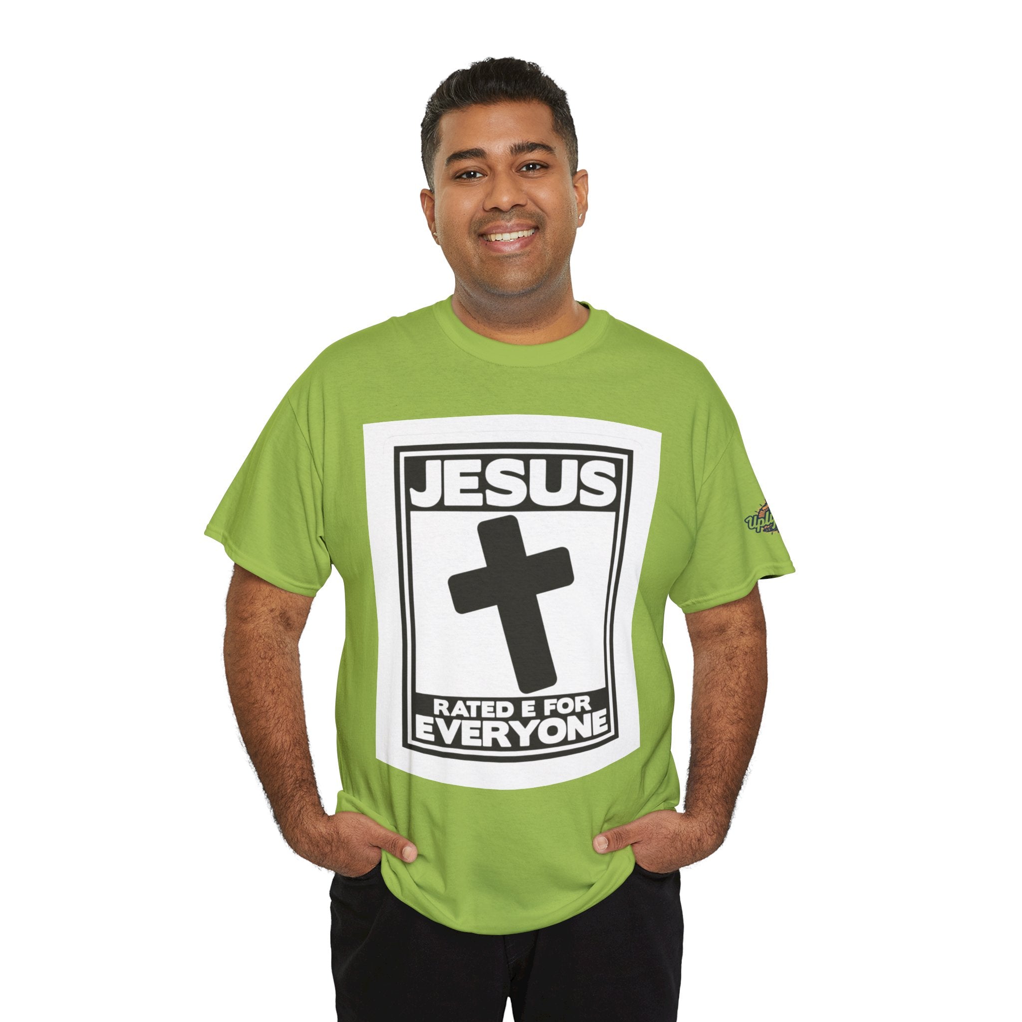 Jesus, Rated E for Everyone T-shirt - Gamer Faith T-shirt - Christian Video Game Parody Printify