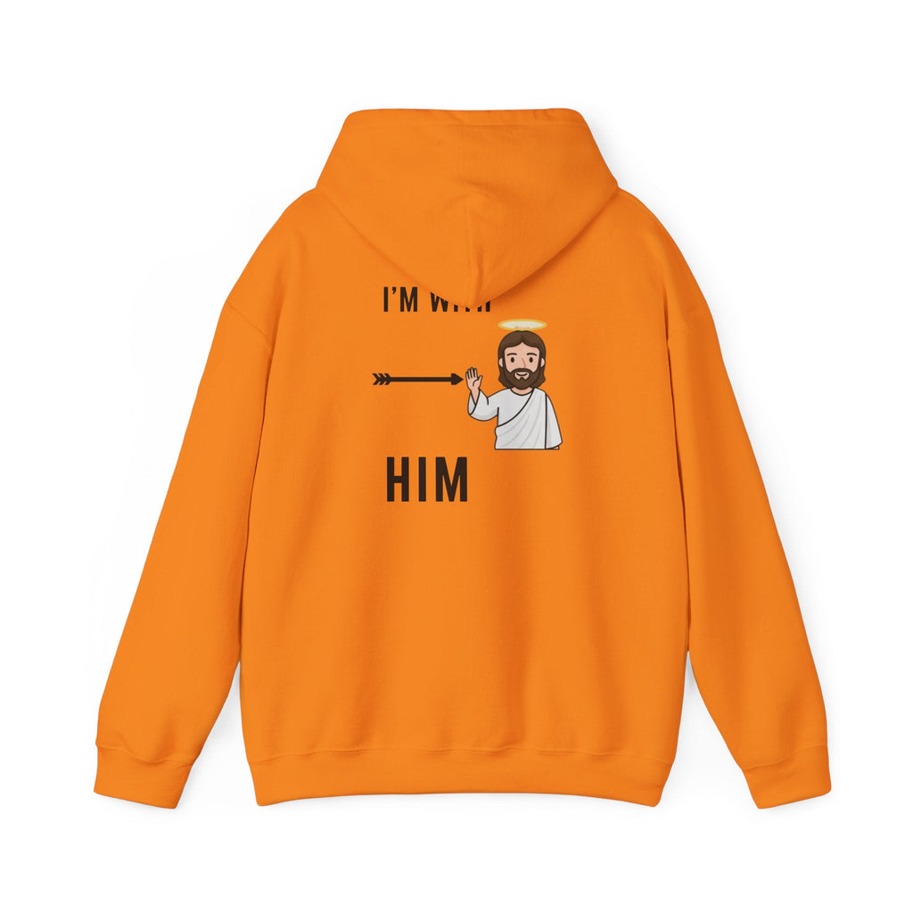 🔥 I’m With Him → Christian Hoodie | Arrow Pointing to Jesus | Minimalist Faith Tee | Subtle Cross Design | Bible-Inspired Apparel by Uplifted Gear Printify
