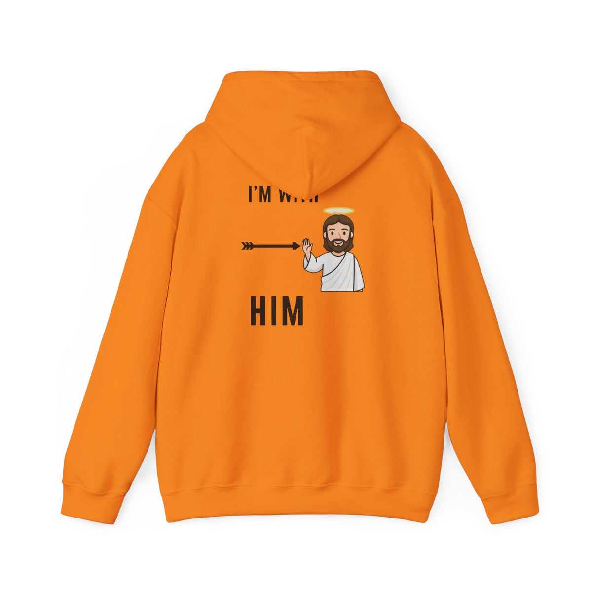 🔥 I’m With Him → Christian Hoodie | Arrow Pointing to Jesus | Minimalist Faith Tee | Subtle Cross Design | Bible-Inspired Apparel by Uplifted Gear Printify