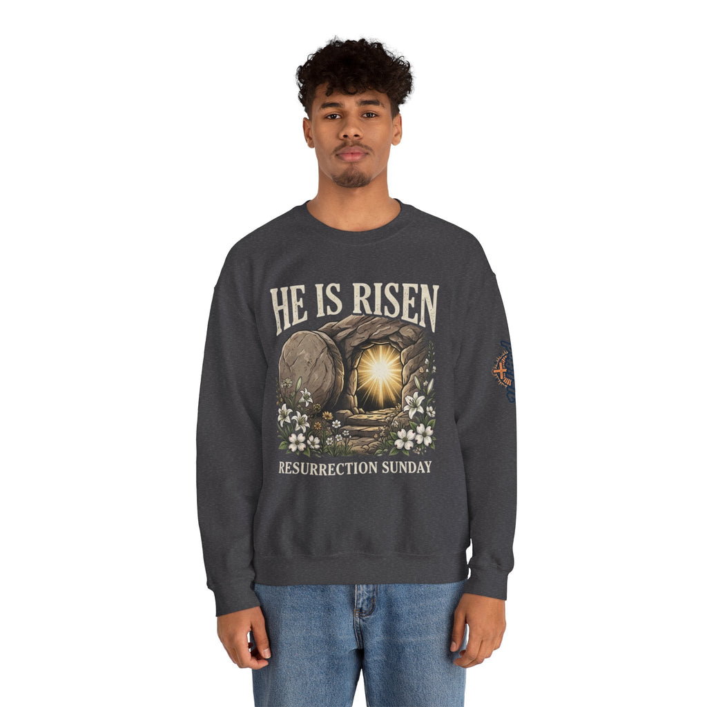 He Is Risen Sweatshirt — Jesus Christ Resurrection Easter Sweatshirt Printify