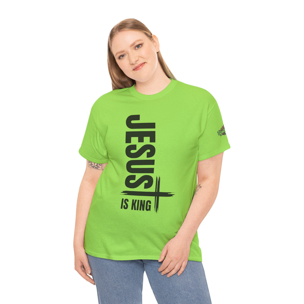 Jesus Is King T-shirt | Modern Typographic Cross Christian T-shirt Printify
