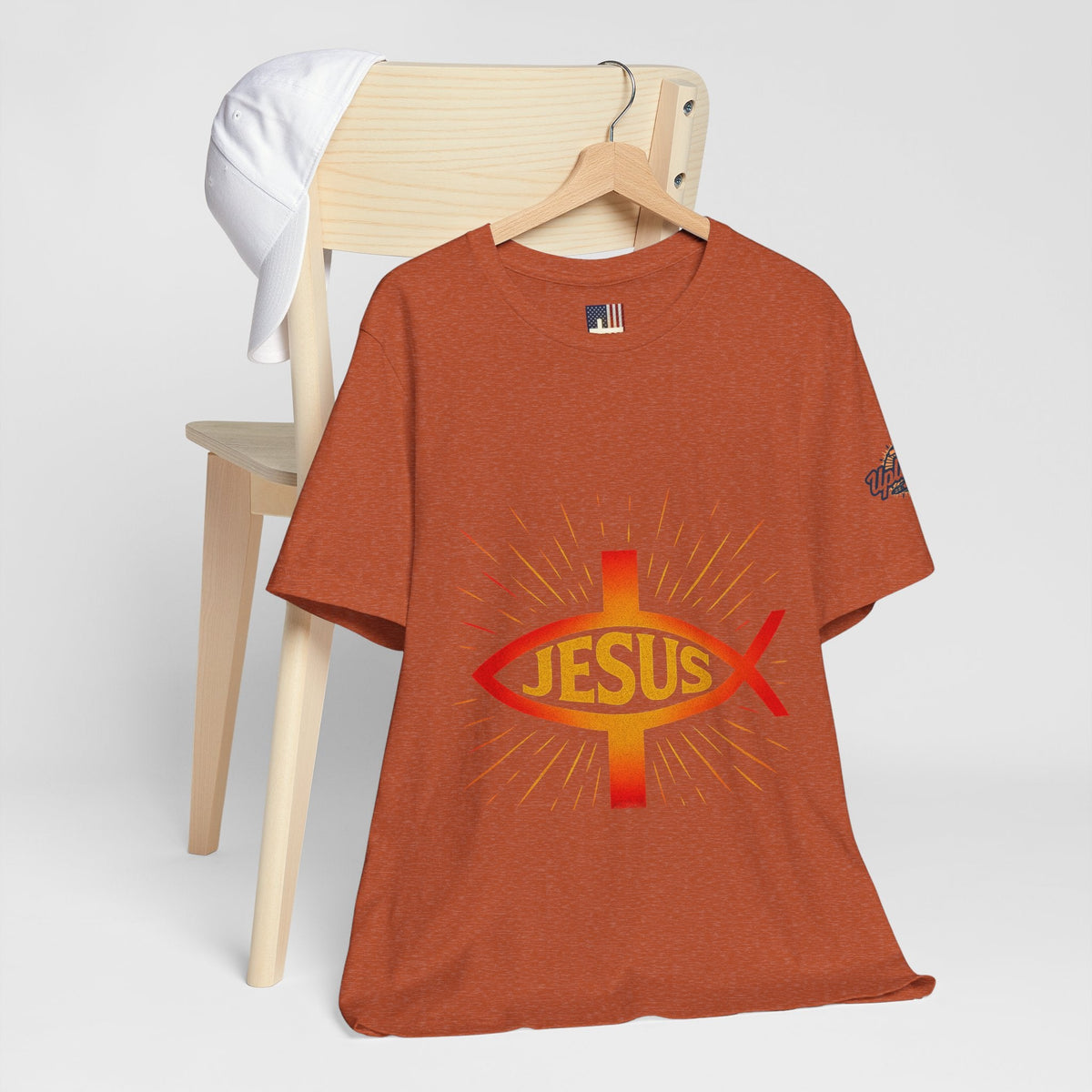 Jesus Ichthys T-shirt – Christian Fish Symbol with Cross & Jesus Inscription T-shirt for Eternal Faith & Streetwear Printify