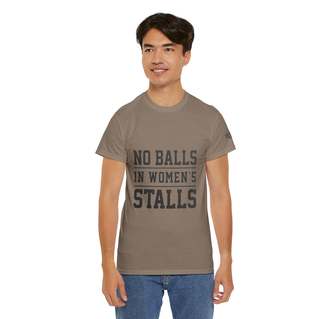 No Balls in Women's Stalls Retro Protest T-Shirt Printify