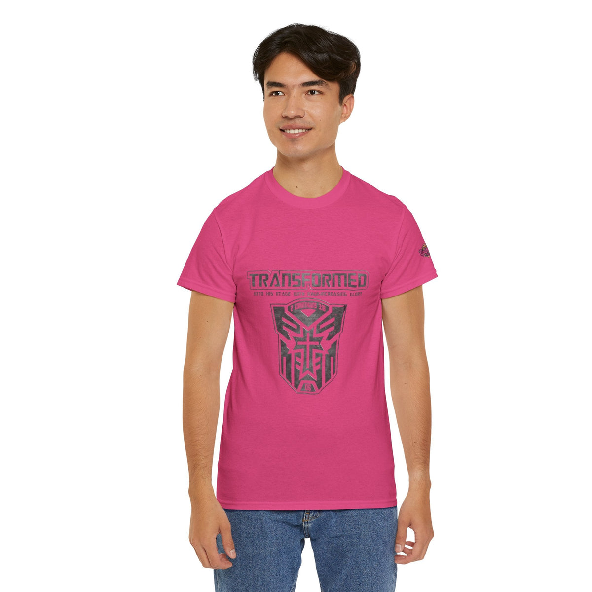 Transformer Logo Christian T-shirt | 2 Corinthians 3:18 Bible Verse T-shirt Printify