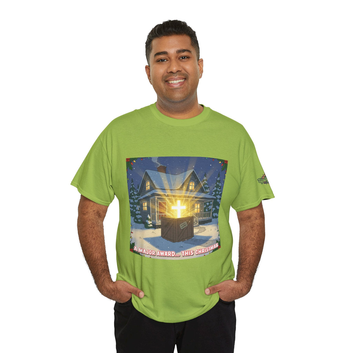 A Major Award This Christmas T-shirt – Fragile Leg Lamp Parody Cross Unboxing Christian T-shirt for Hilarious Faith & Holiday Glow Printify