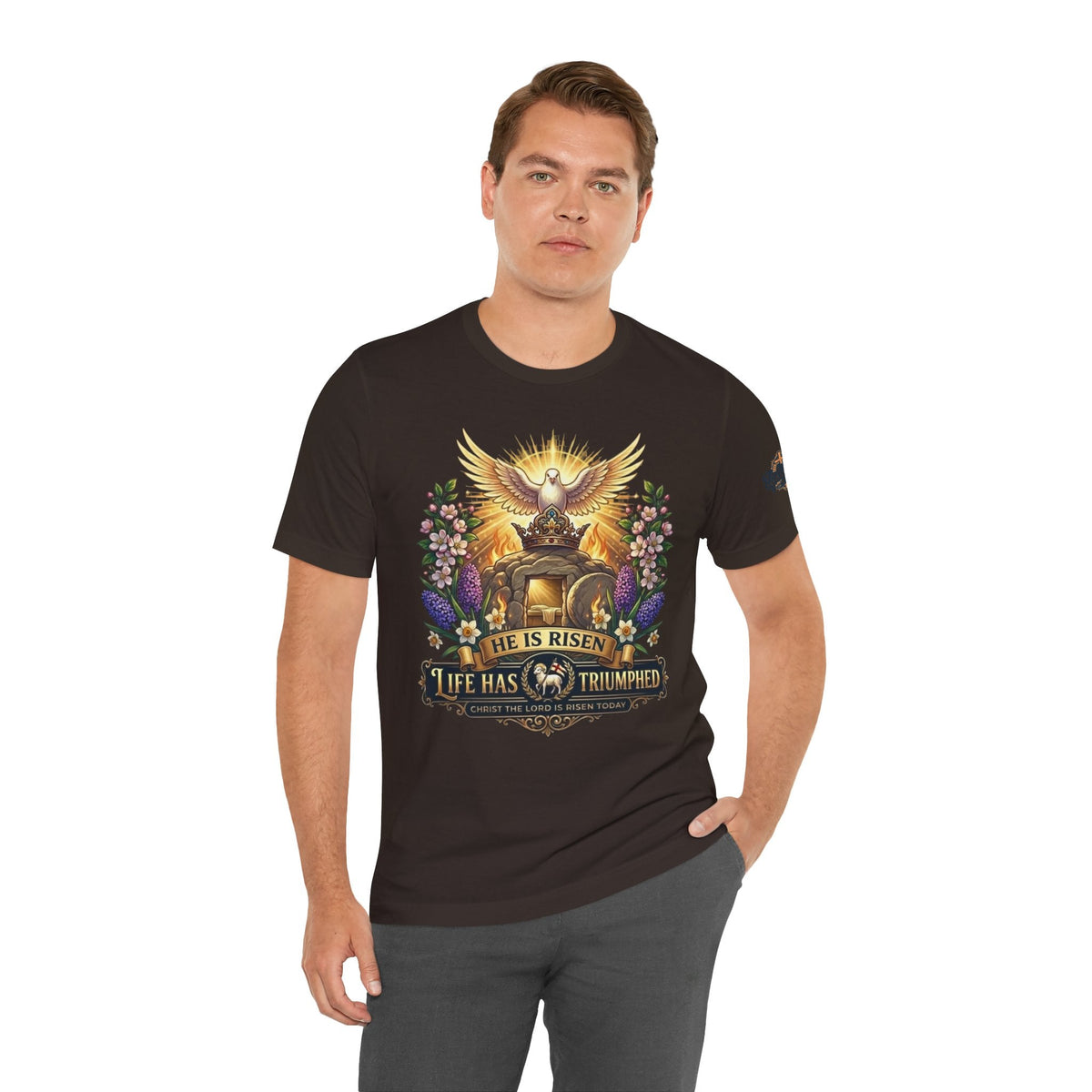 He Is Risen "Life Has Triumphed" T-Shirt — Easter Resurrection Christian Tee Printify