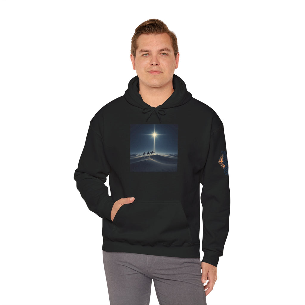 3 Wise Men Hoodie – Magi Camels Nativity Journey Christian Christmas Sweatshirt for Epiphany Faith & Holy Night Printify