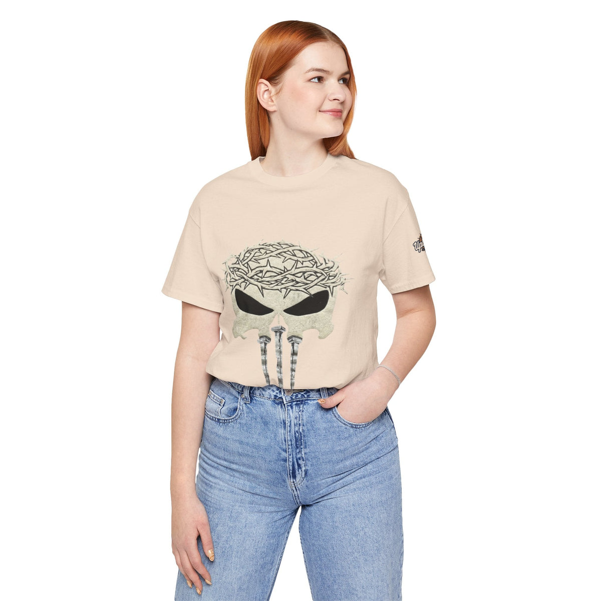 Christian Skull T-shirt - Crown of Thorns & Nails - Warrior Faith T-shirt Printify