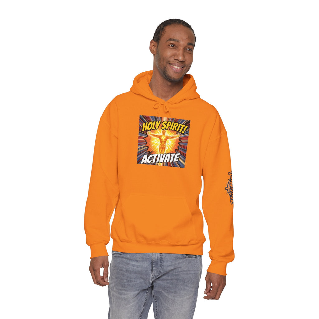 Holy Spirit Activate Hoodie – Superhero Christian Sweatshirt with Vibrant Power-Up Design for Faith-Fueled Boldness Printify