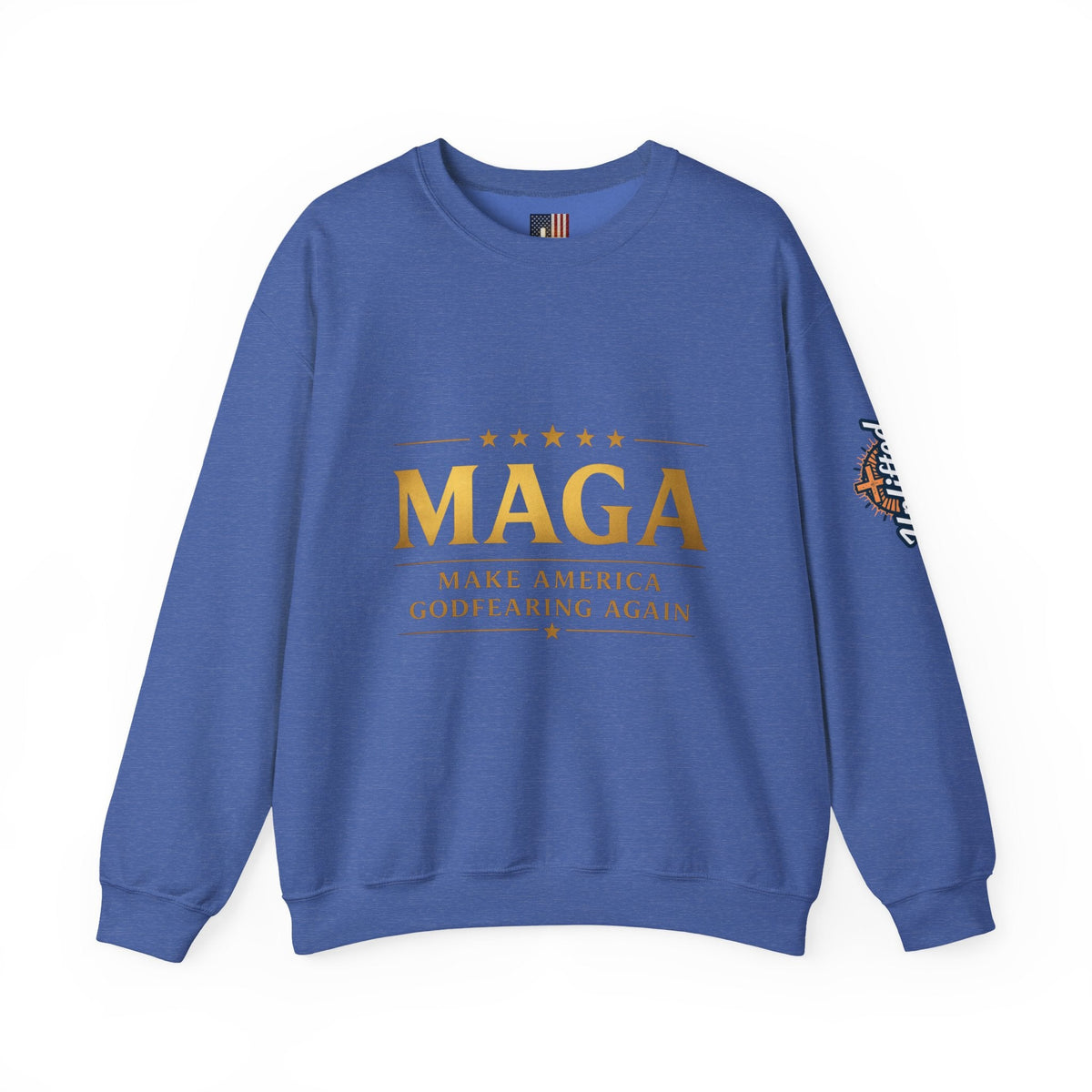 Sweatshirt — "MAGA Make America Godfearing Again" Gold Logo Crewneck Printify