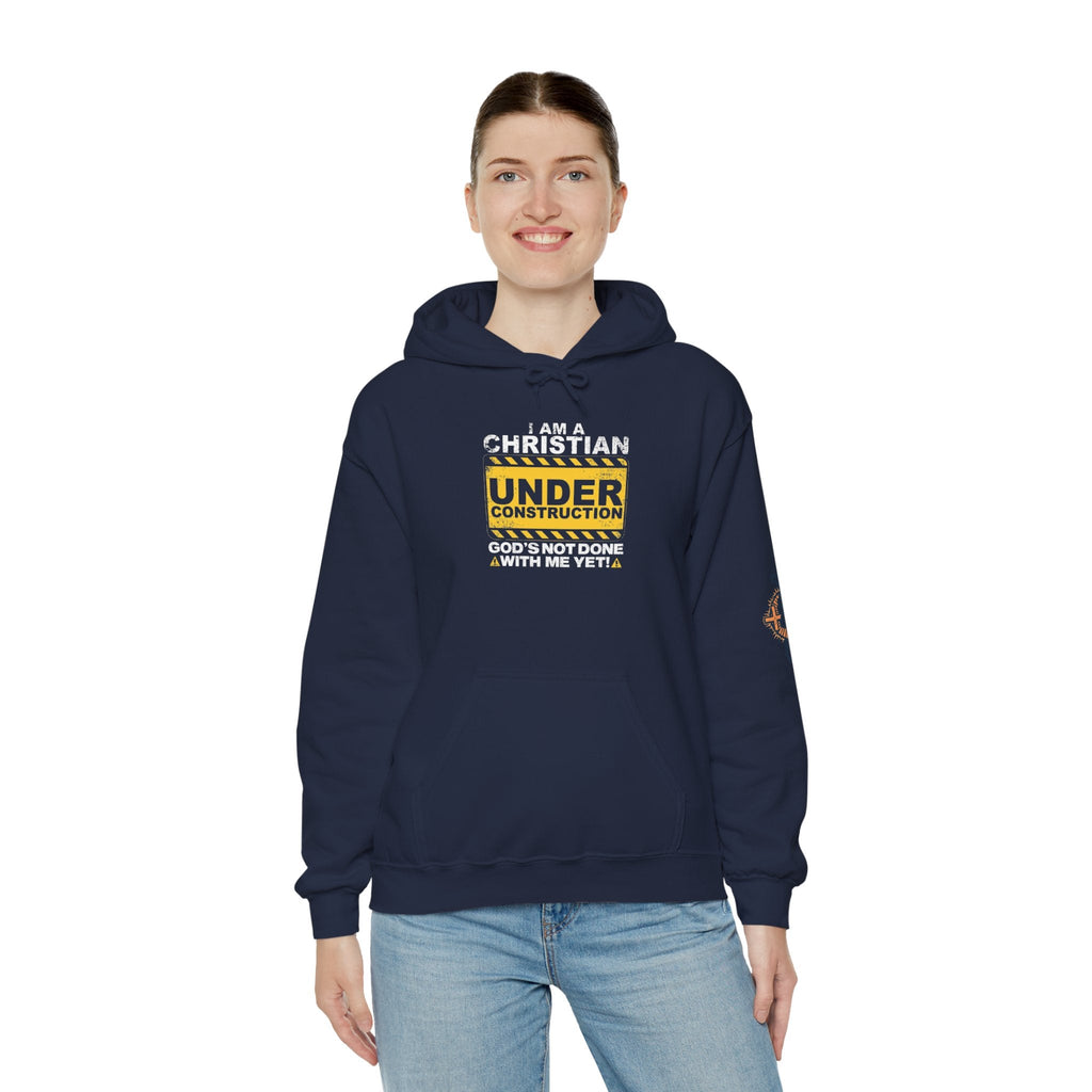 Christian Under Construction Hoodie | God Is Not Done With Me Yet Hoodie Printify