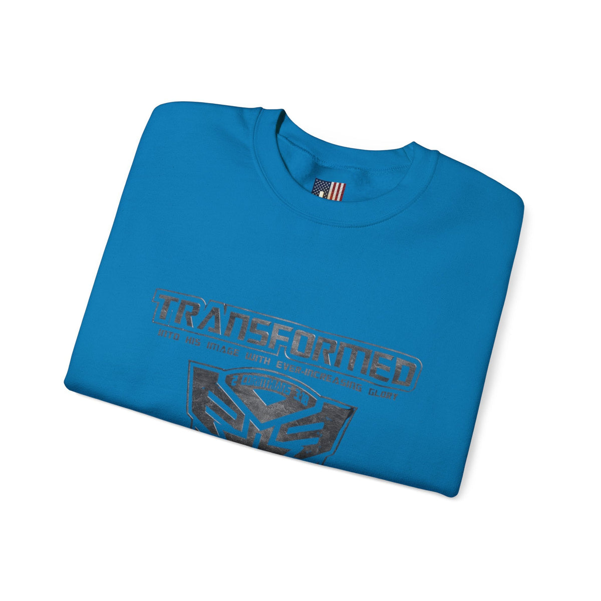 Transformer Logo Christian Sweatshirt | 2 Corinthians 3:18 Bible Verse Sweatshirt Printify