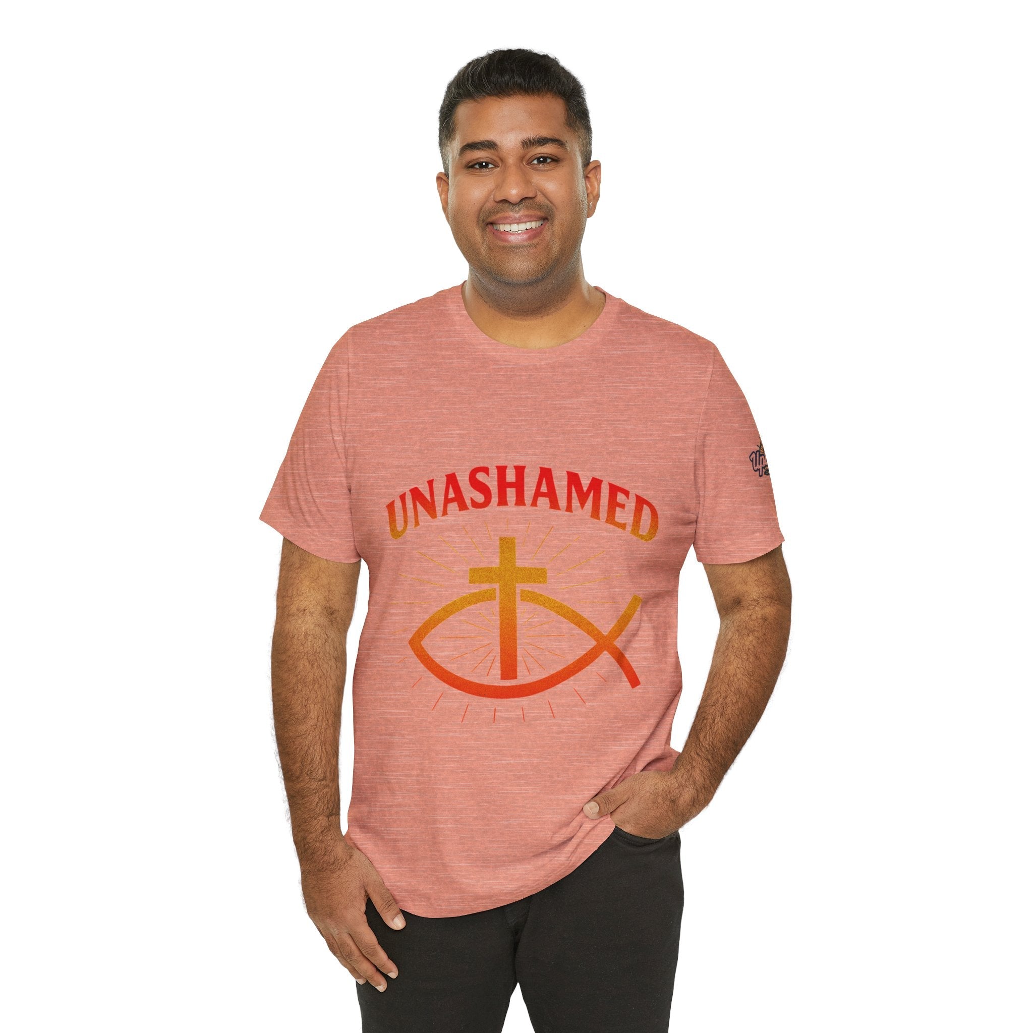 Unashamed T-shirt – Ichthys Jesus Fish & Cross Christian T-shirt for Romans 1:16 Bold Faith Printify