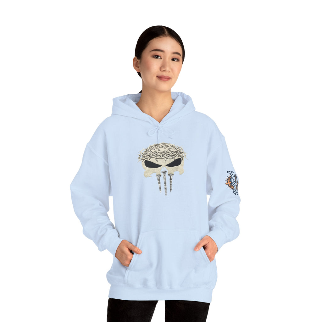 Christian Skull Hoodie - Crown of Thorns & Nails - Warrior Faith Hoodie Printify