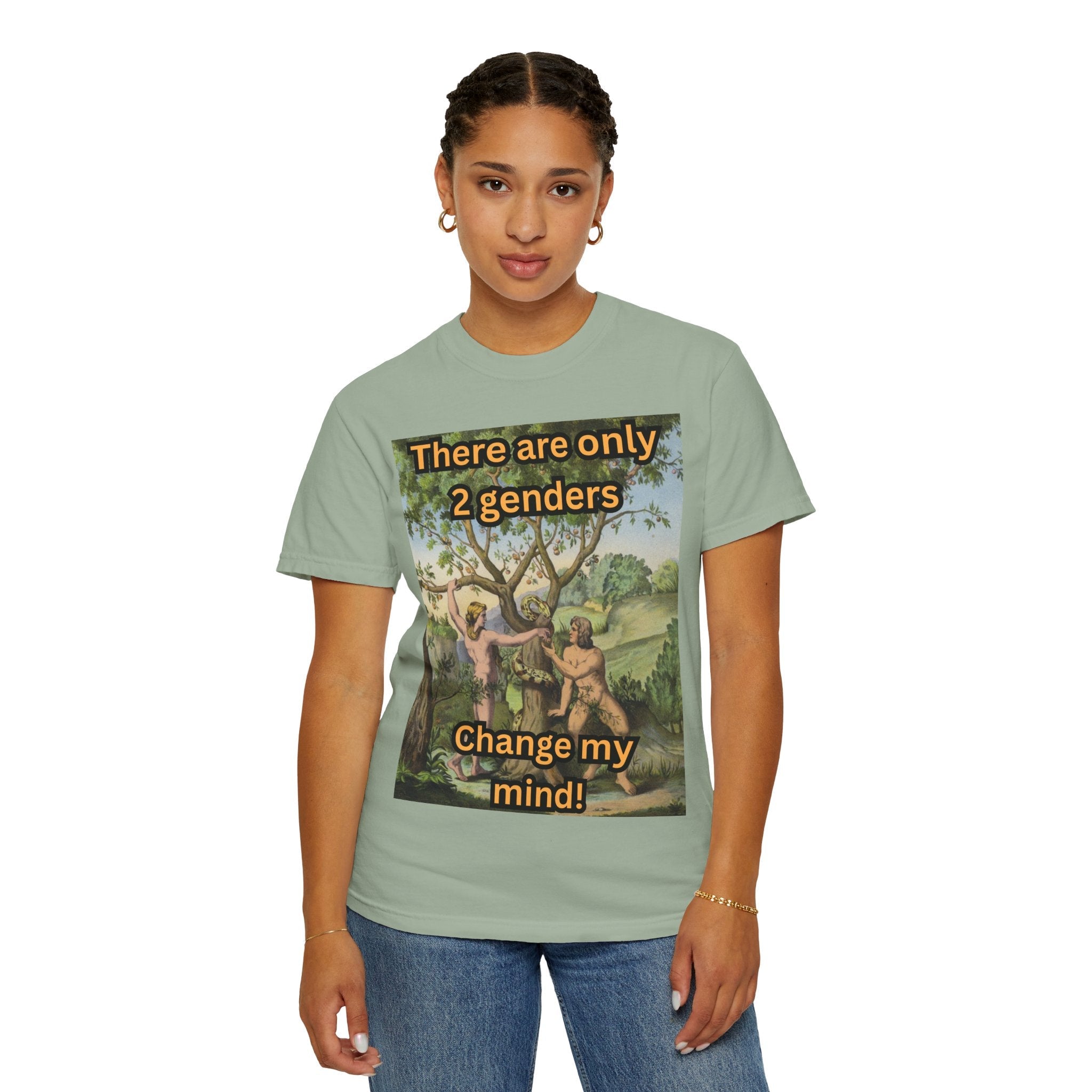 There Are Only 2 Genders T-Shirt – Adam & Eve Cross Christian Tee for Bold Faith Printify